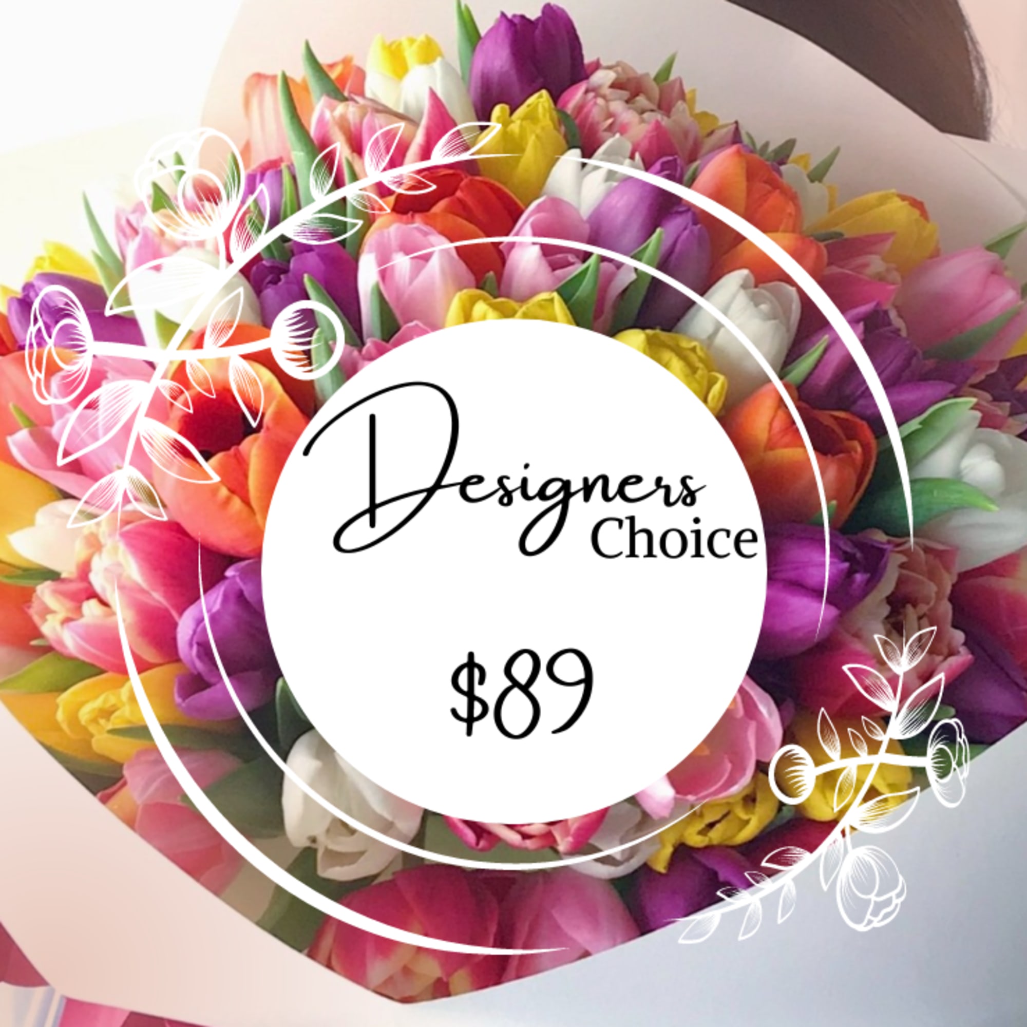 **You may specify preferred colors, but the designer will select the flowers