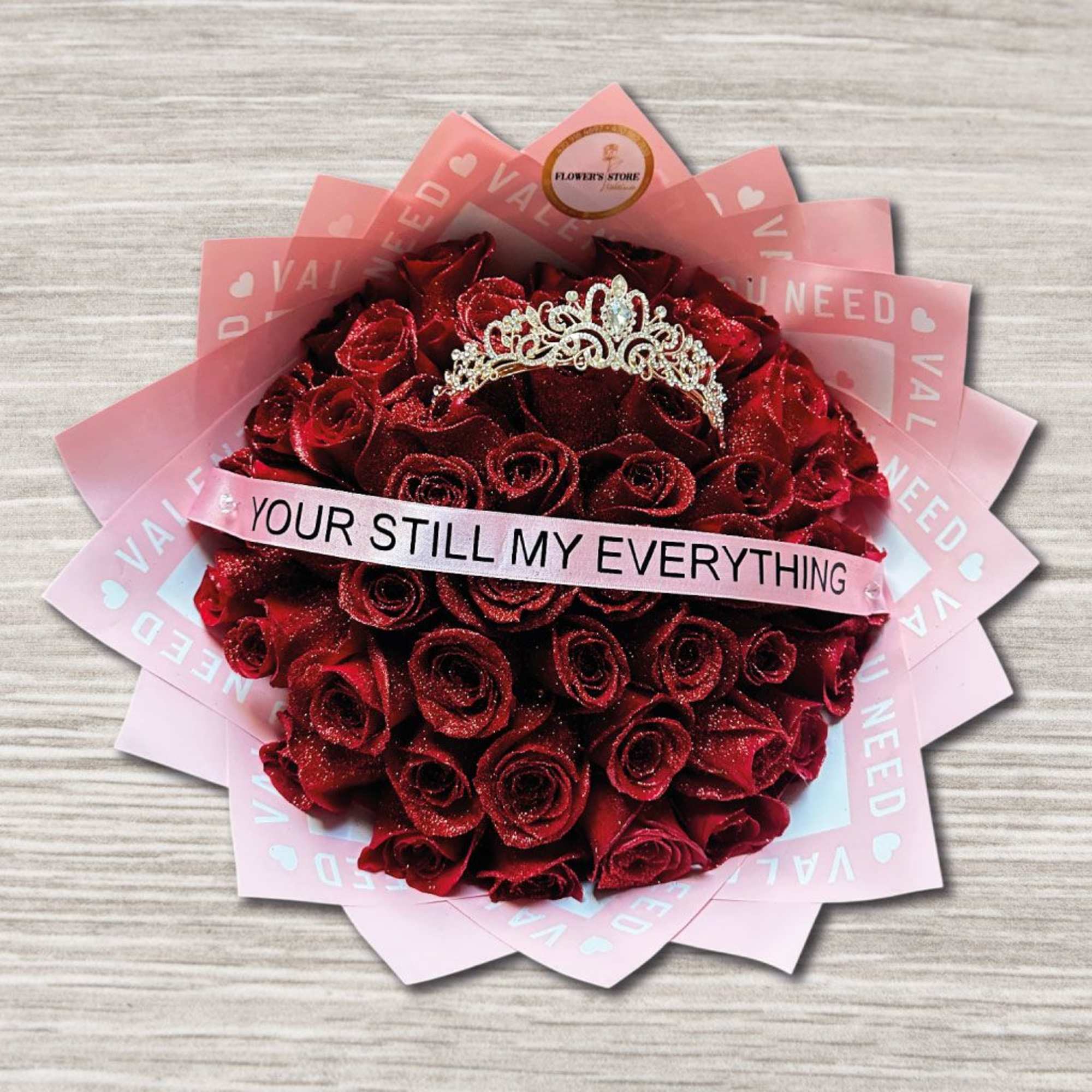 &bull; Red bright Roses
&bull; Wrap Paper
&bull; Gift bow 