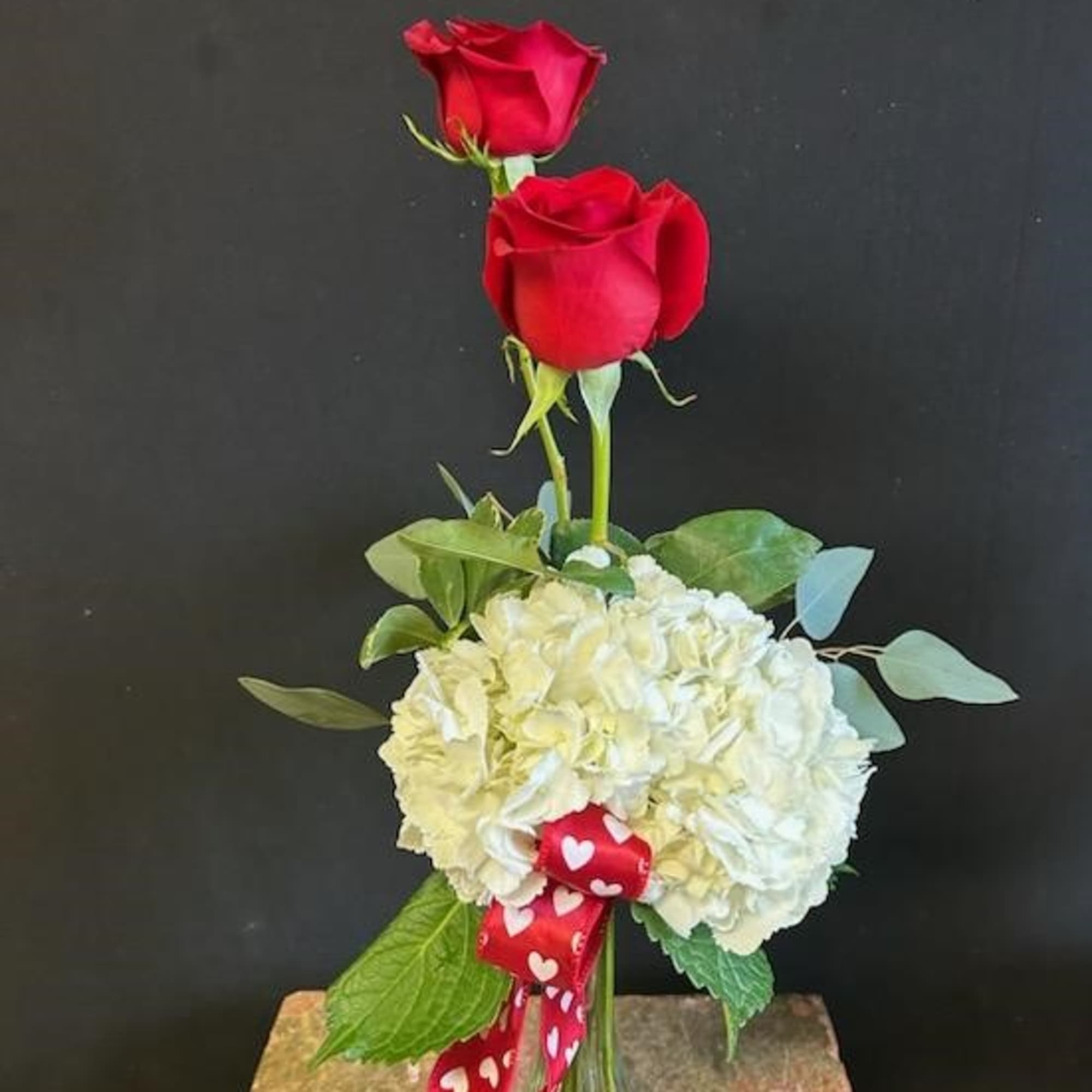 Express your love with our Kiss Me Quick rose and hydrangea bouquet!