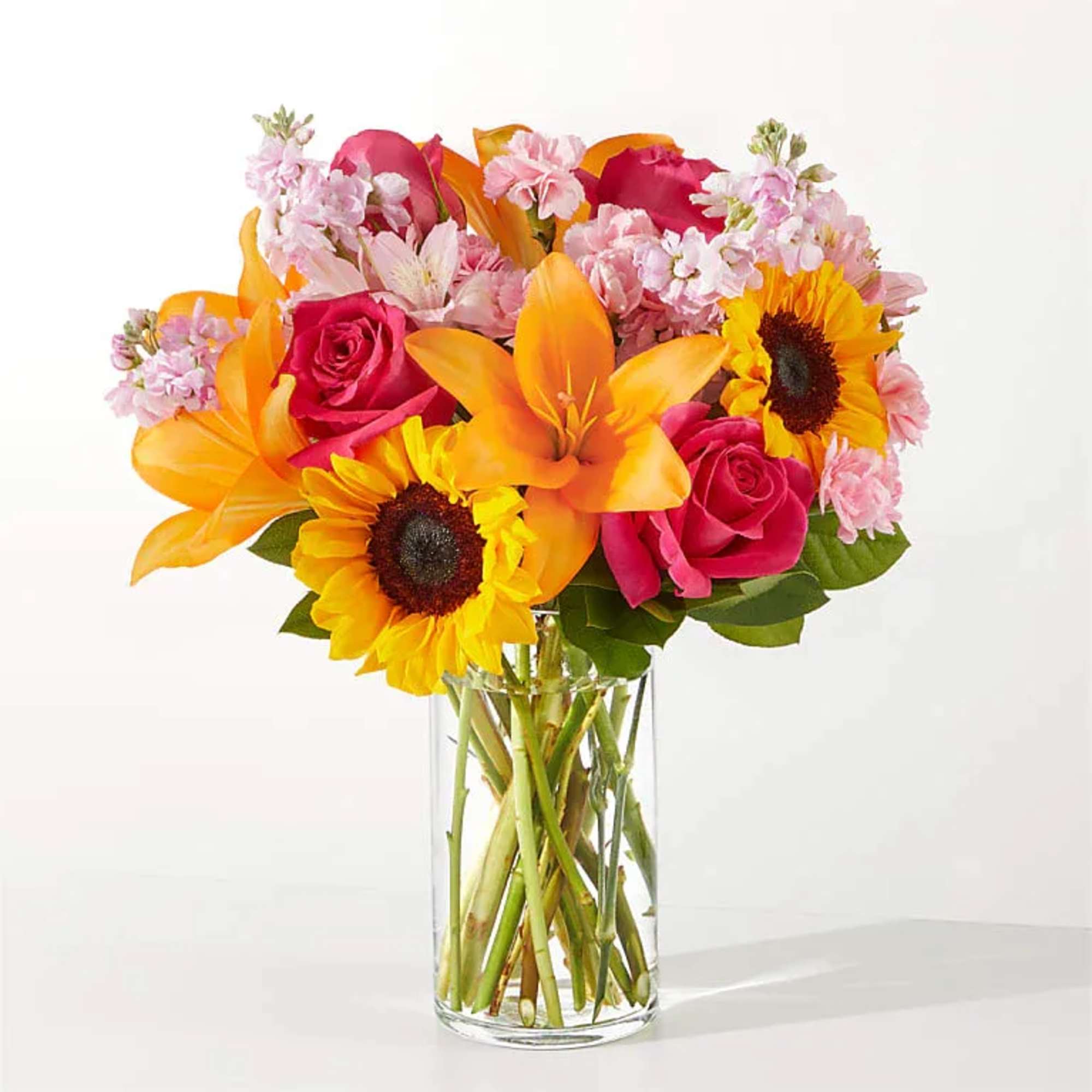 A playful combination of hues and texture, this bouquet will fill their