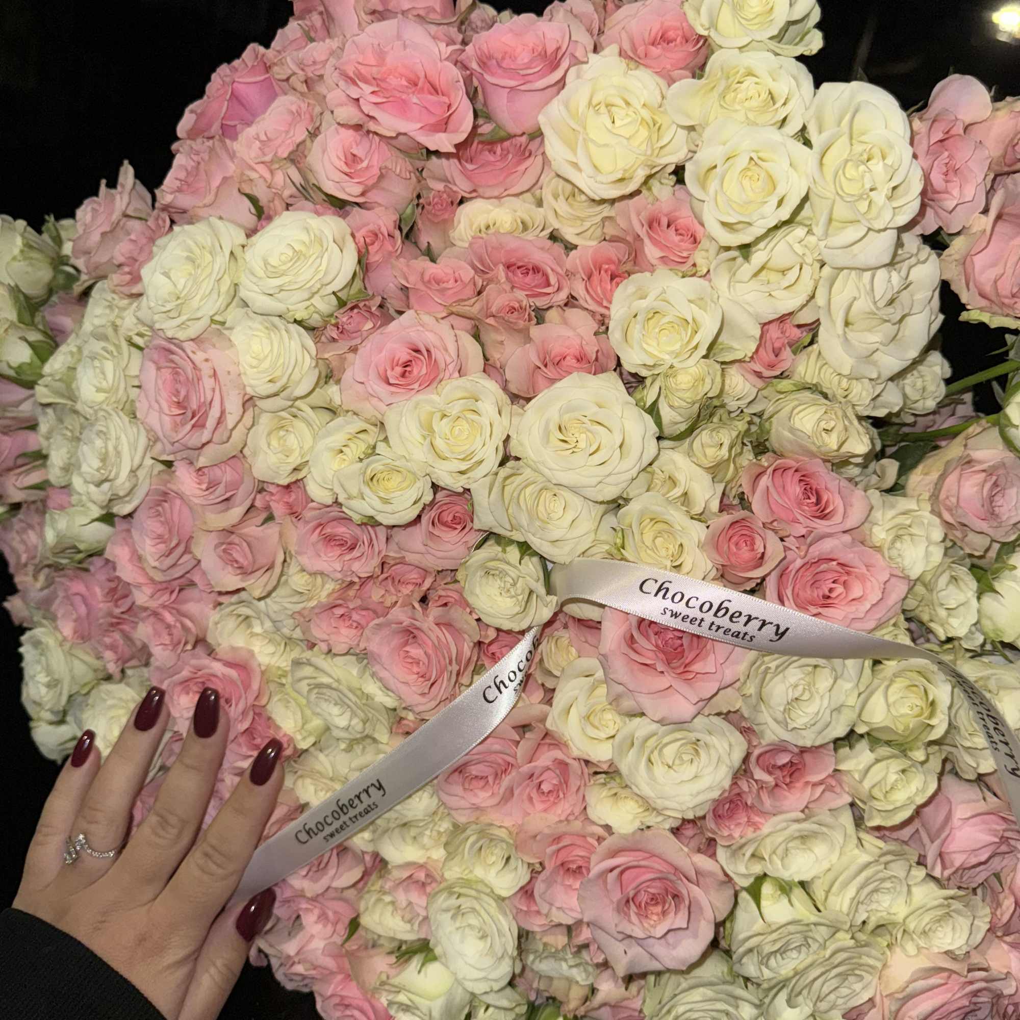 Our Blushing Spray Rose Bouquet is a delicate and enchanting arrangement that