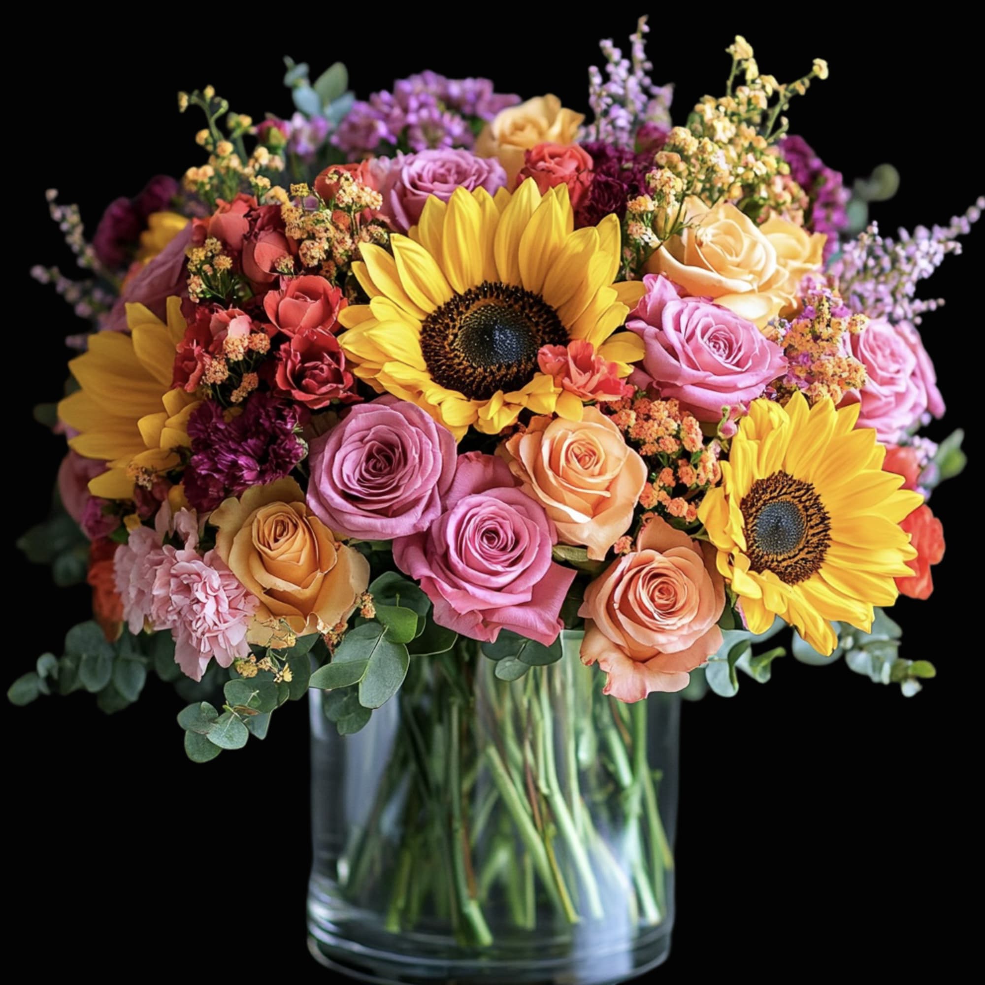 フラワー・リース  Warm Color Bouquet Colorful Sunflower Surprise Bouquet in Surprise, AZ
