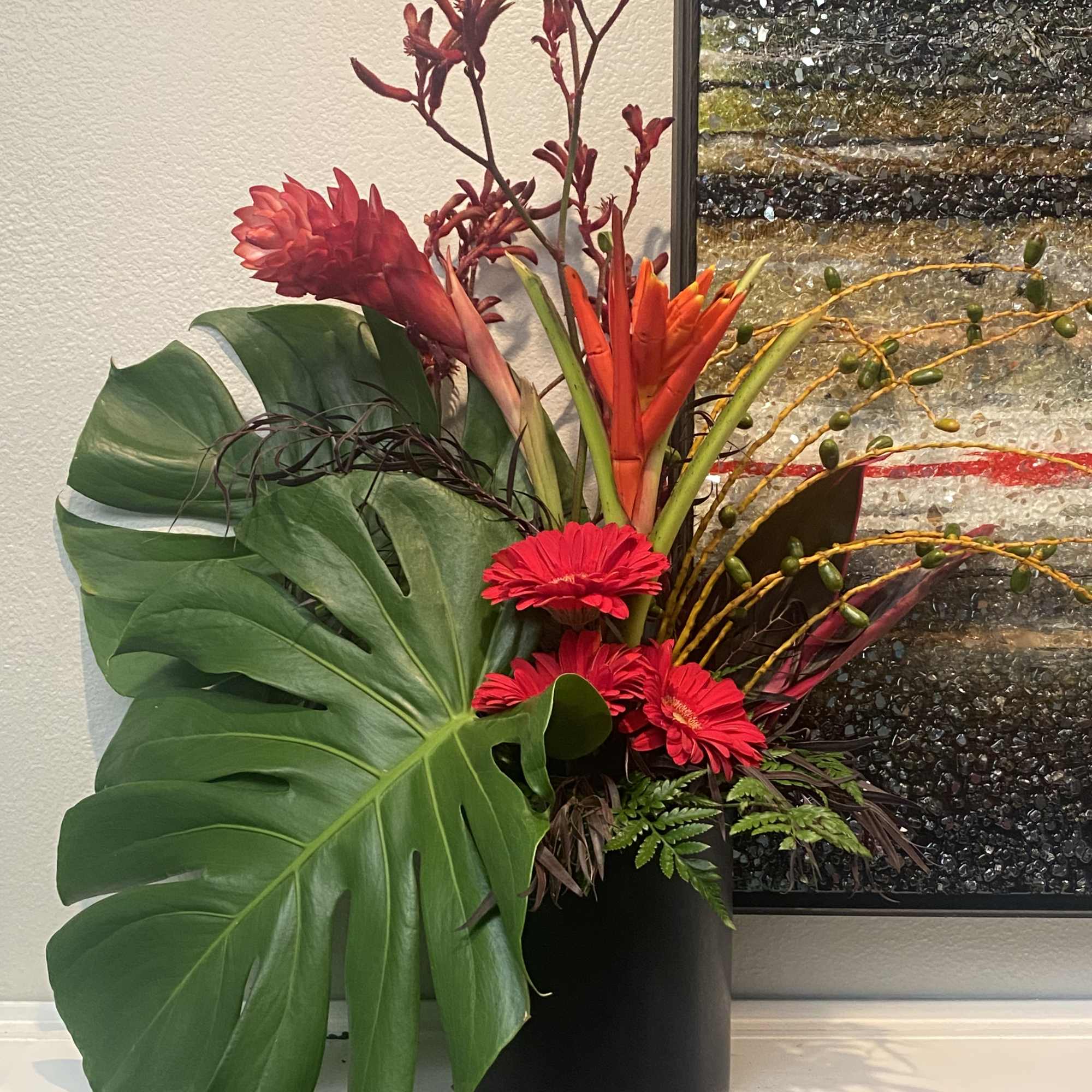 This Zen inspired arrangement  A mix of locally sourced flowers and