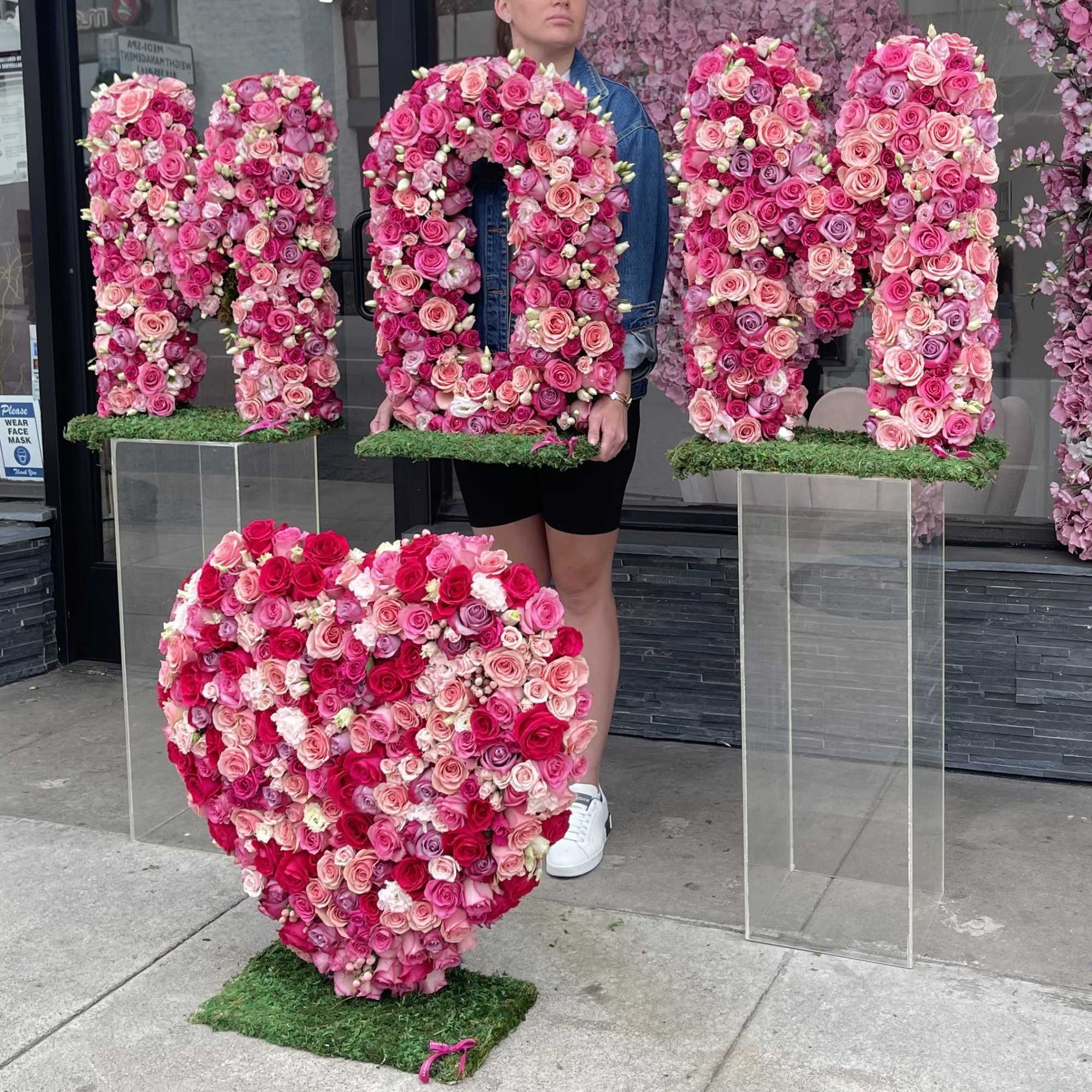 Standard 2 feet each letter and heart 
Premium 3 feet each letter Standard 2 feet each letter and heart 
Premium 3 feet each letter