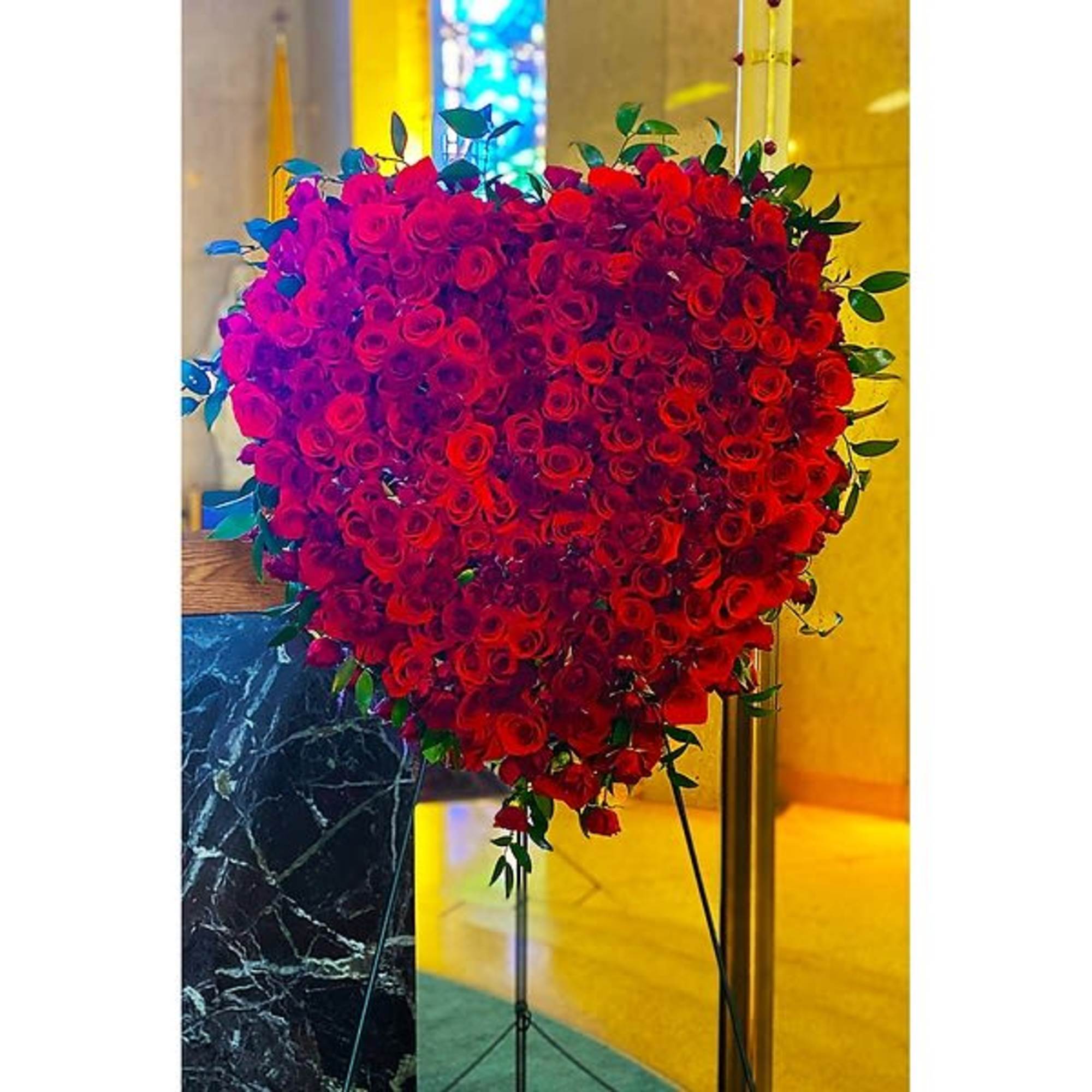 This solid rose heart is the perfect way to honor someone you