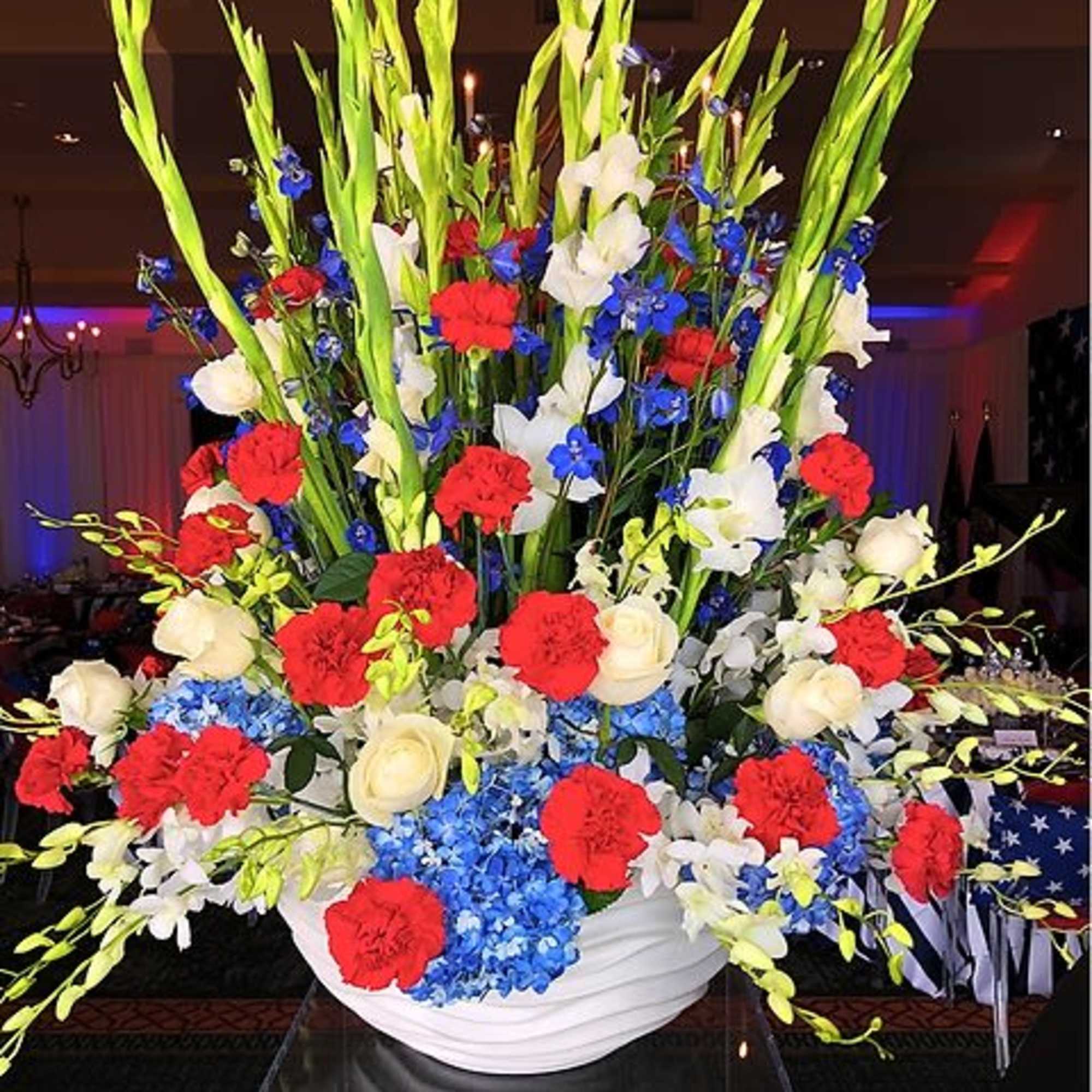 Red, white, blue assortment of flowers are the perfect way to honor