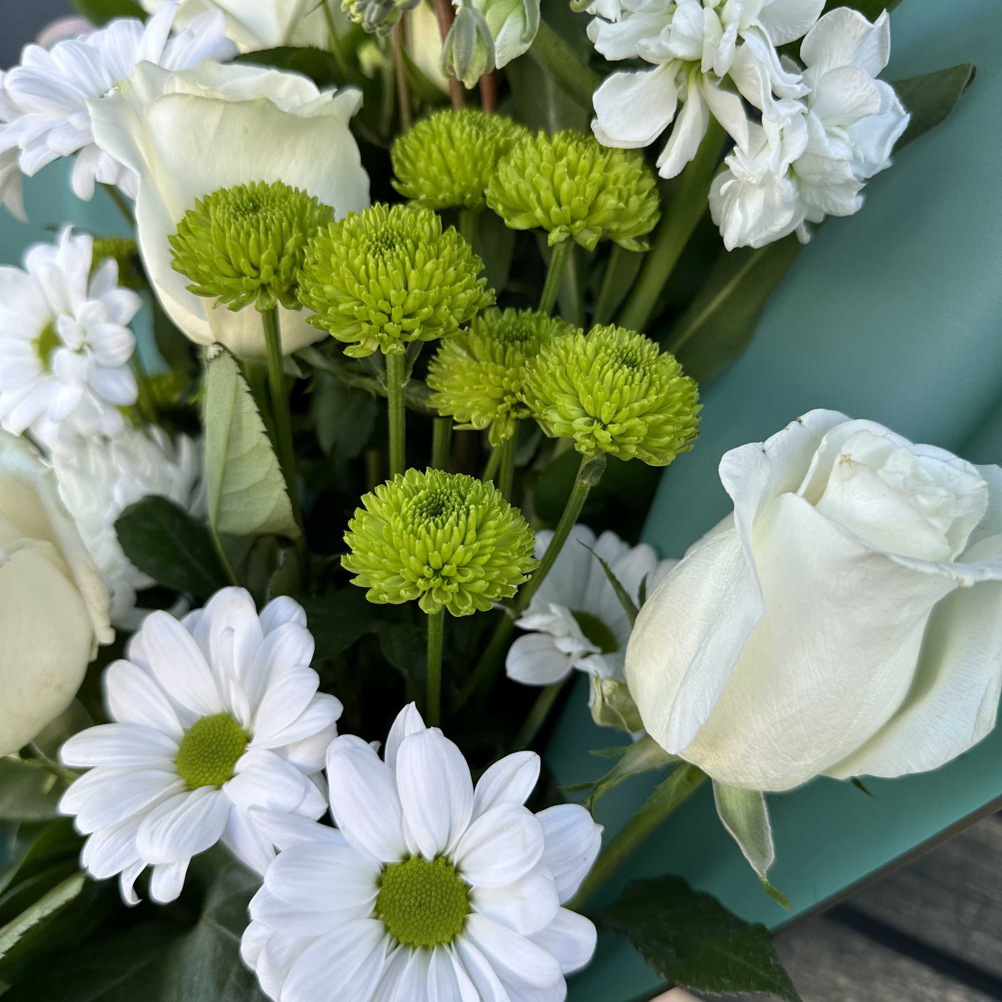 Simply Green and White Wrap. Designed with Bells of Ireland to ultimate Simply Green and White Wrap. Designed with Bells of Ireland to ultimate