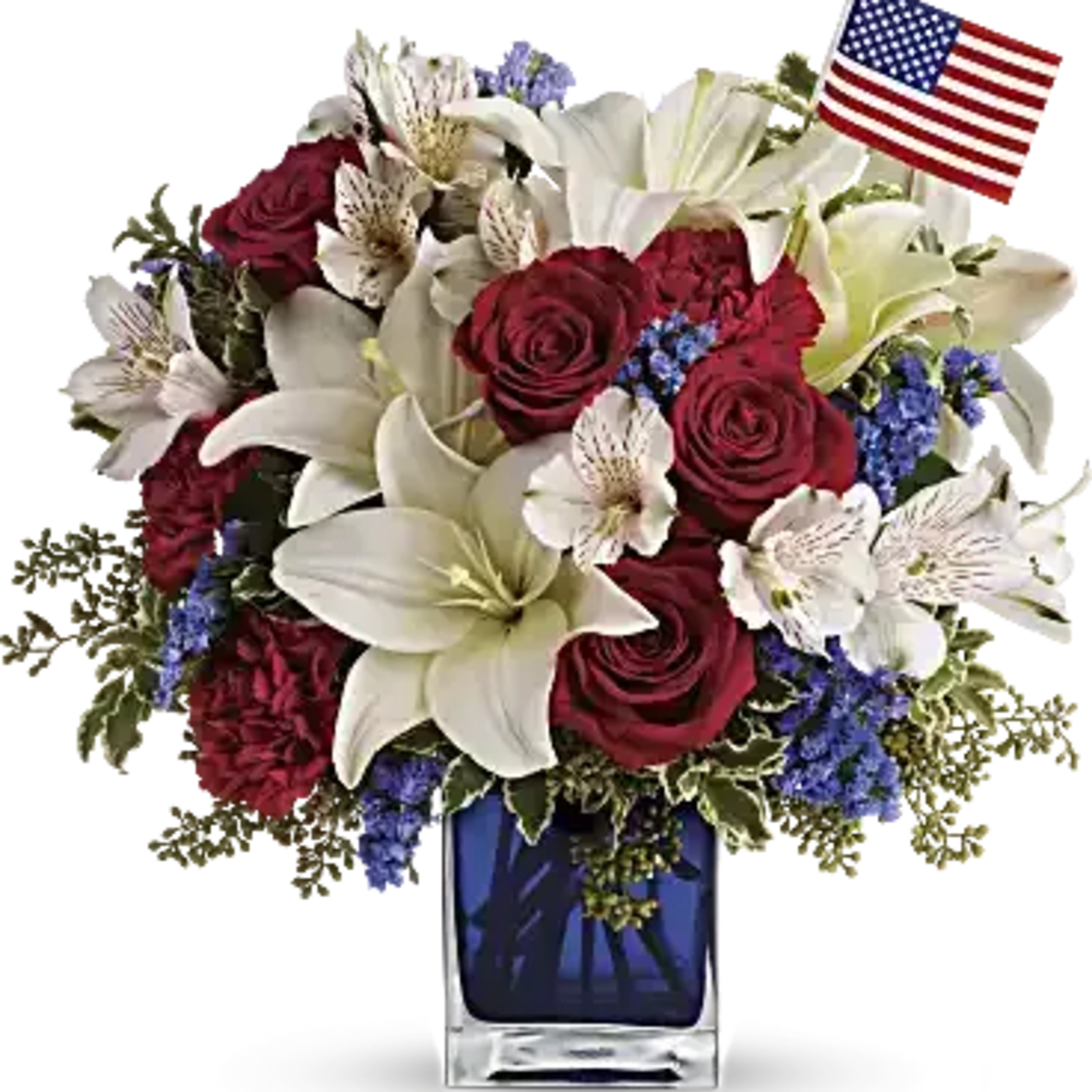 This patriotic arrangement is such a stunning way to honor the courage