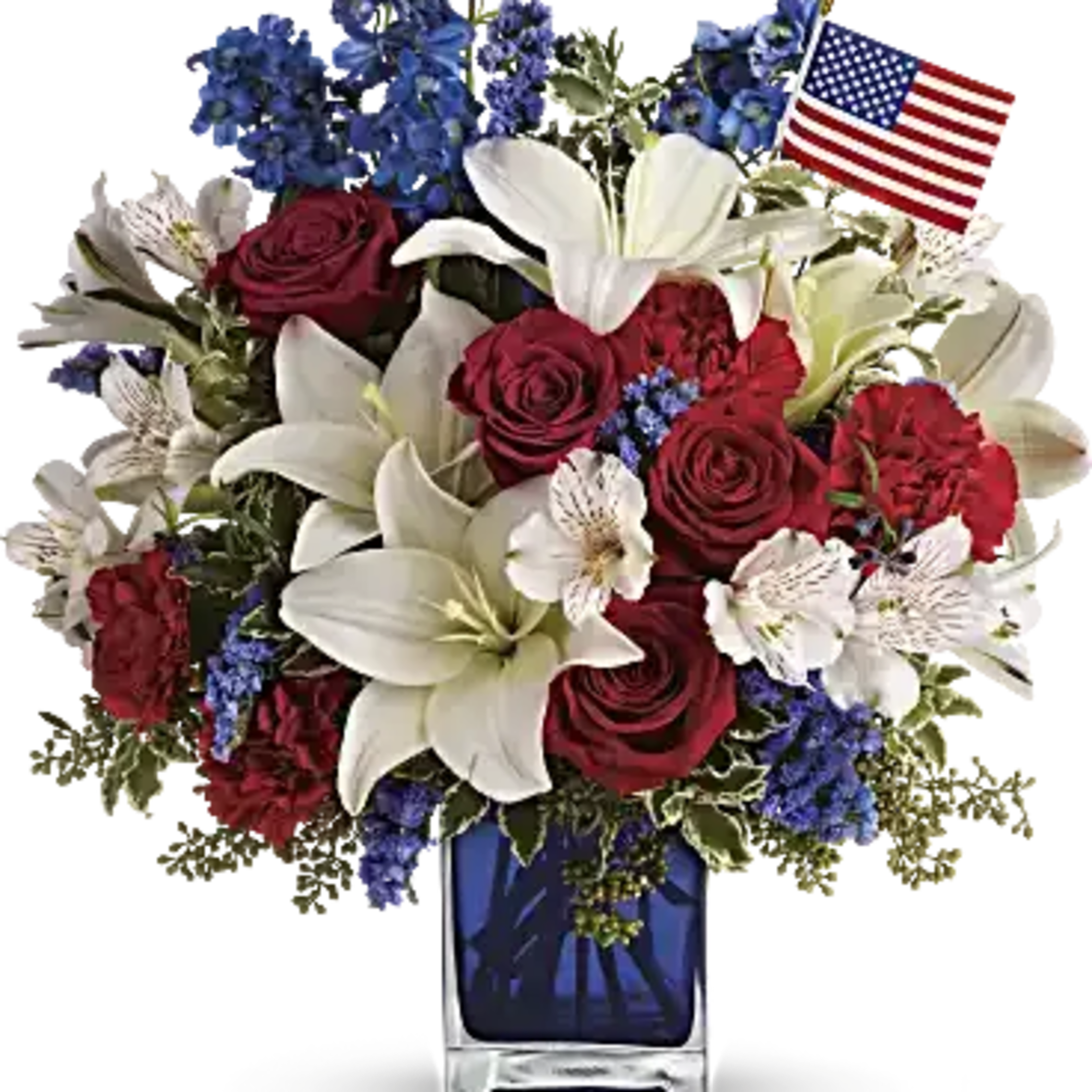 This patriotic arrangement is such a stunning way to honor the courage