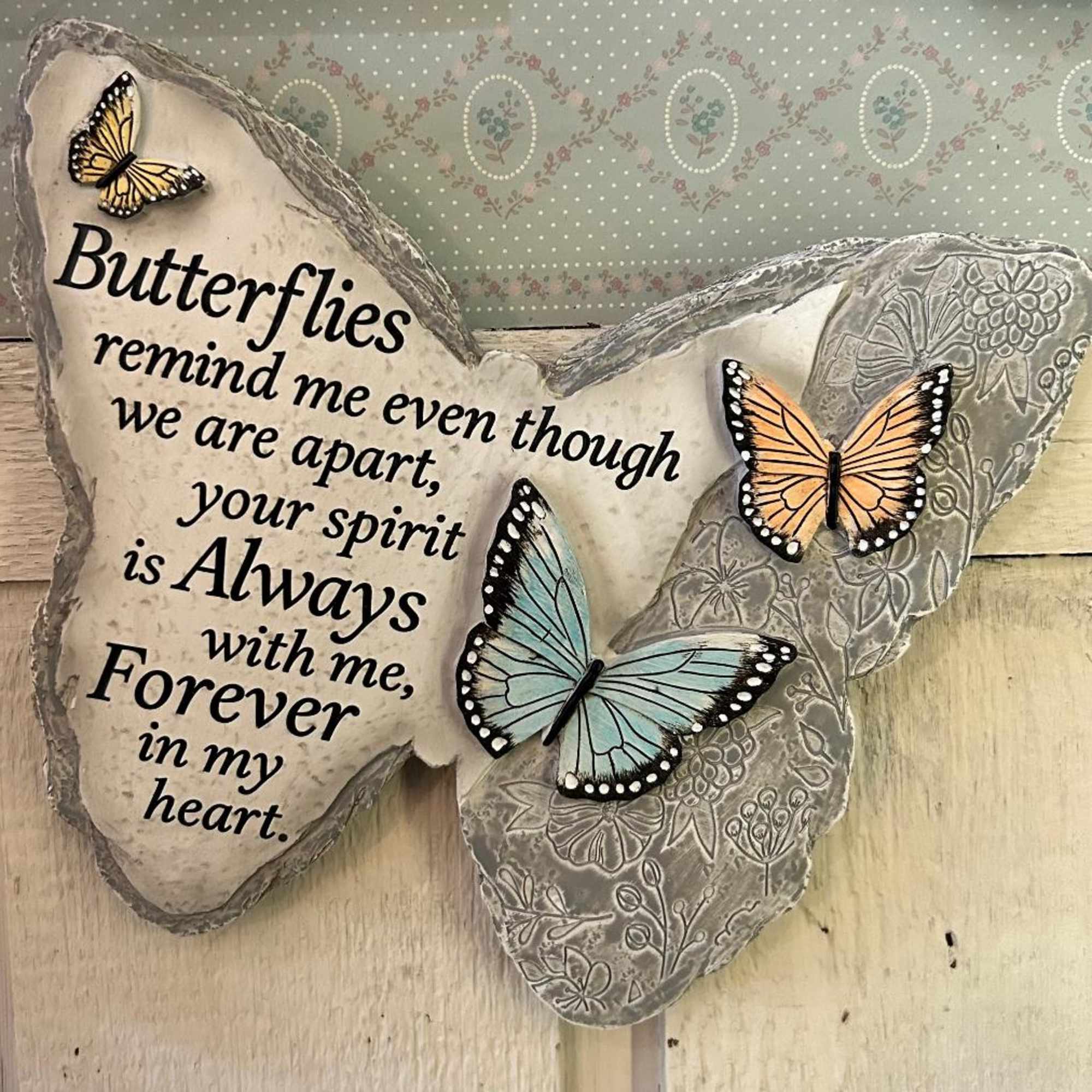 Butterfly garden stone or wall hanger for sympathy. Can be given by Butterfly garden stone or wall hanger for sympathy. Can be given by