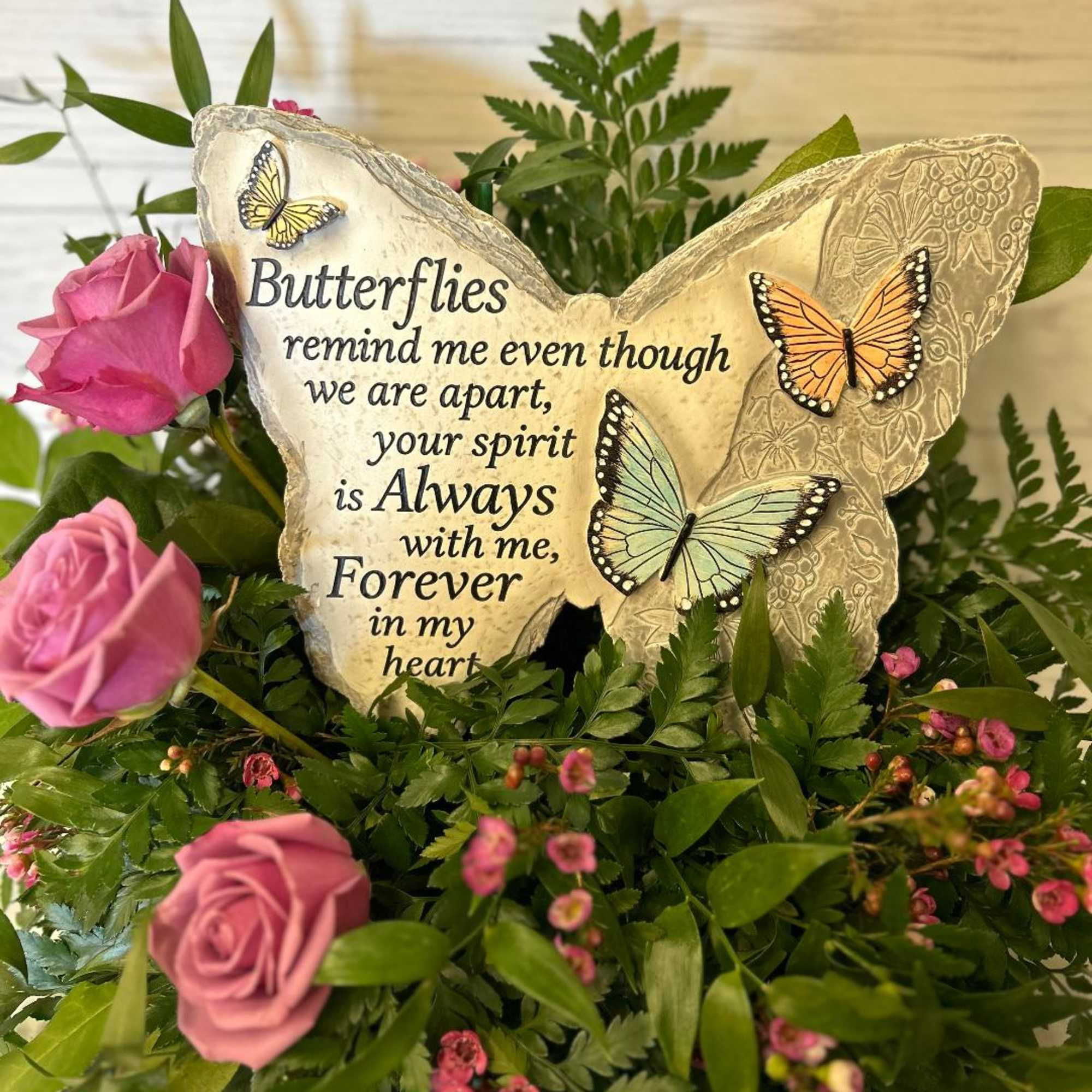 Butterfly garden stone or wall hanger for sympathy. Can be given by Butterfly garden stone or wall hanger for sympathy. Can be given by