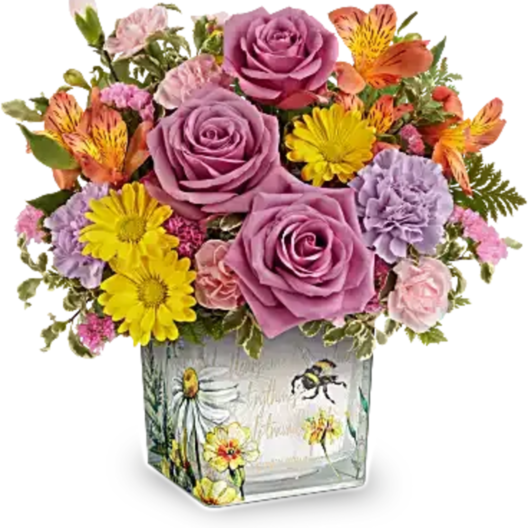 Like a bee dancing through a hidden garden, this enchanting bouquet of