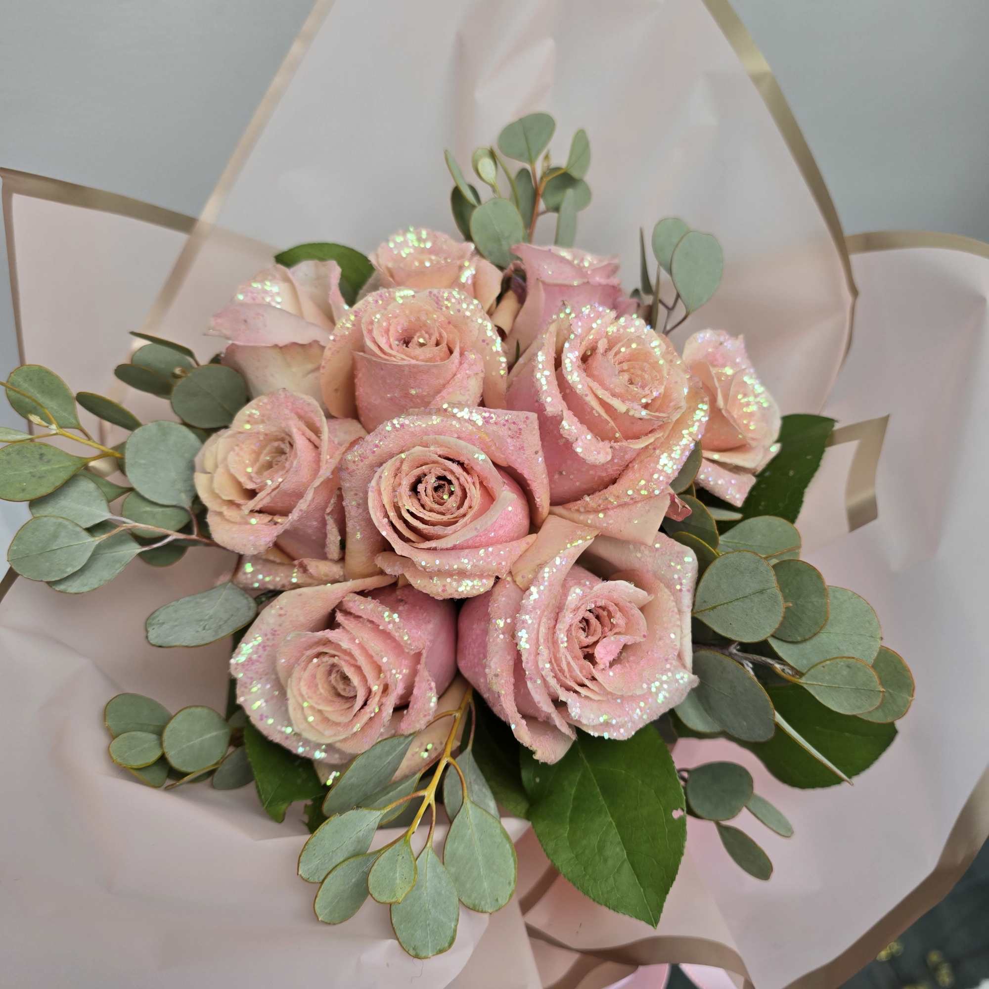 Wrapped Flowers with water tubes.  Wrapped Flowers with water tubes.