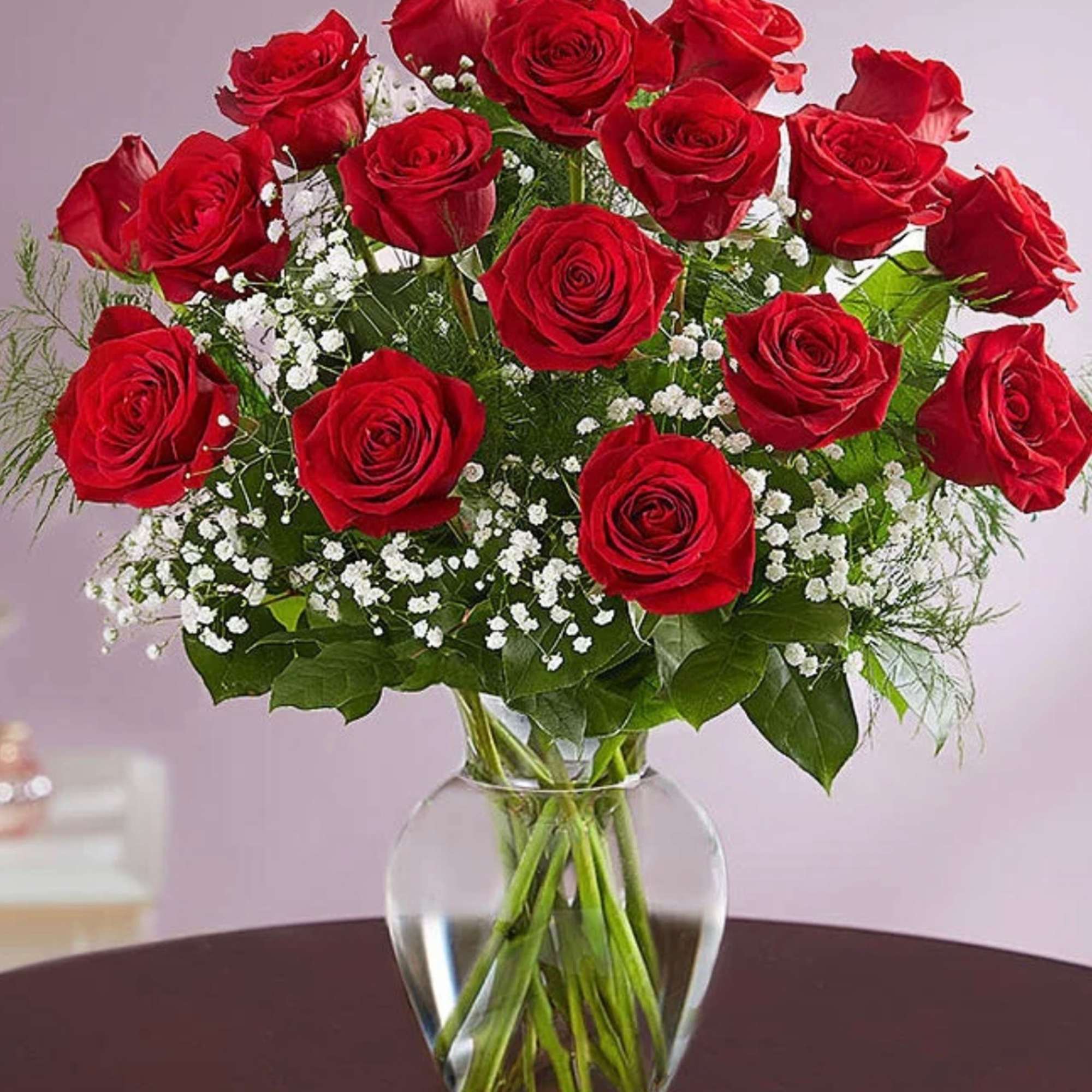 Two Dozen Red Roses with Baby Breath by The Rose of Sharon