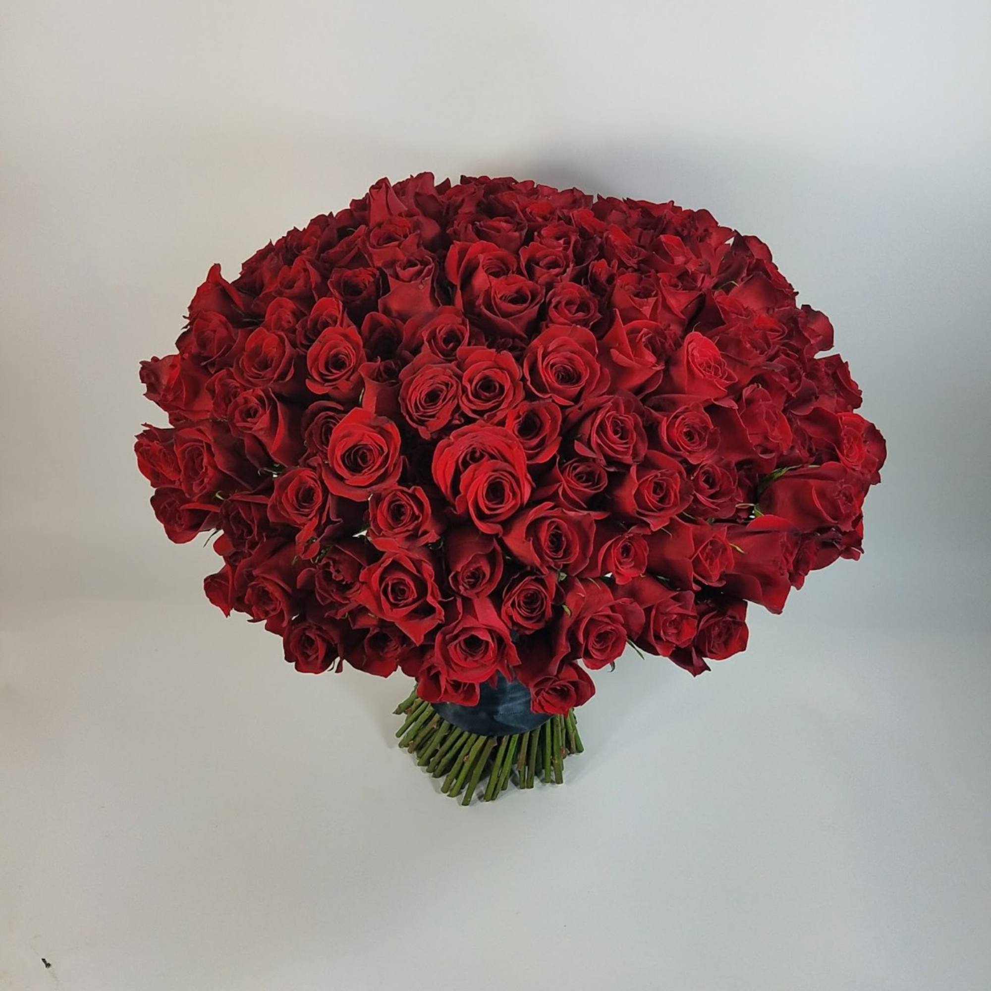 Hand tie bouquet made of 100 Premium roses. Hand tie bouquet made of 100 Premium roses.