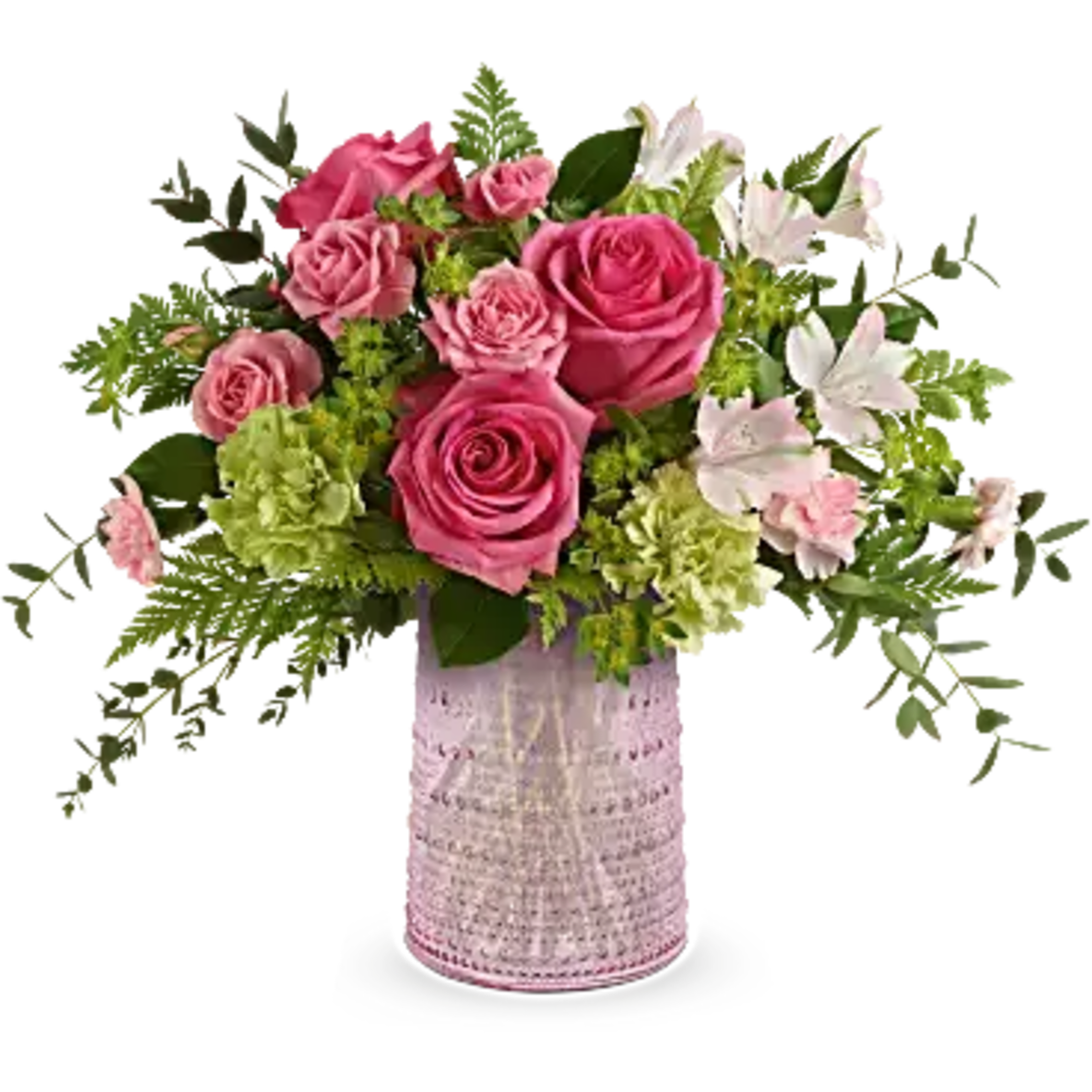 Delight Mom with Teleflora&#039;s Sparkling Joy Bouquet, delivered in a pink glass