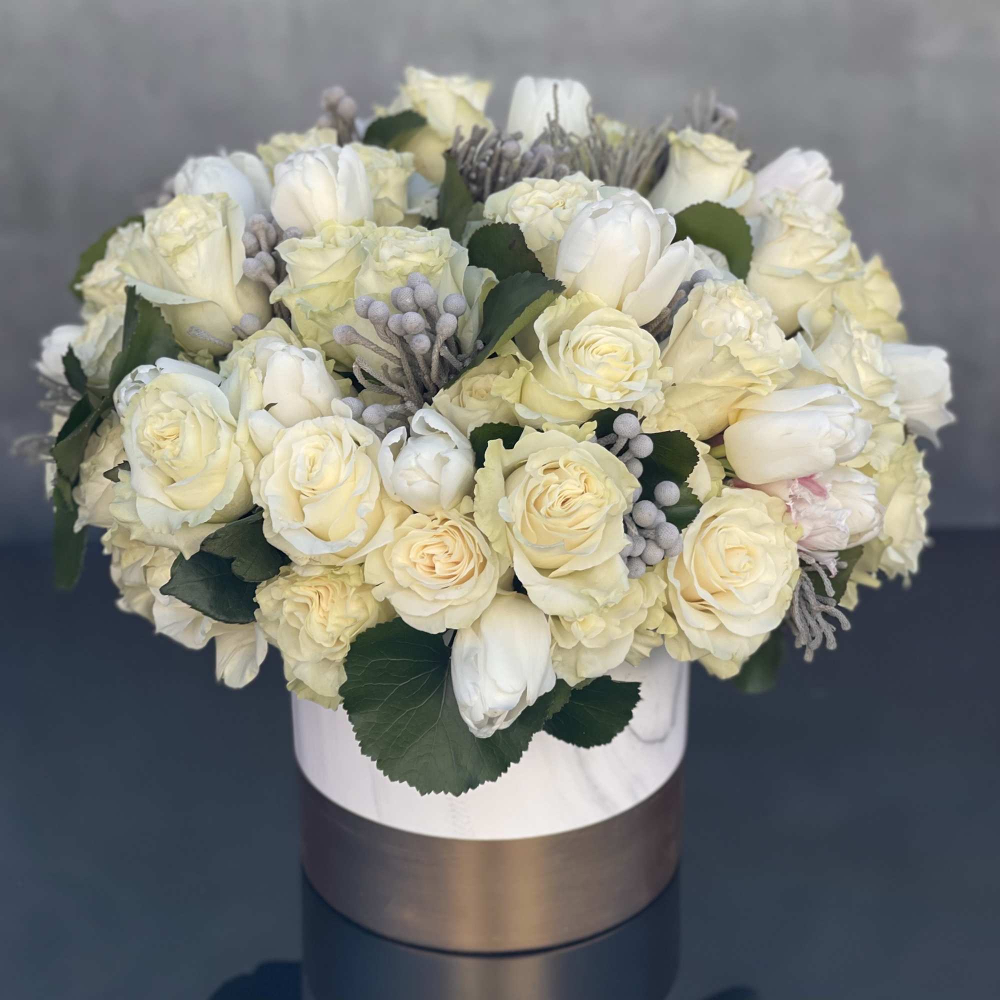 My Beverly Hills Florist presents, about 4 dozen of Creamy/White Roses and My Beverly Hills Florist presents, about 4 dozen of Creamy/White Roses and