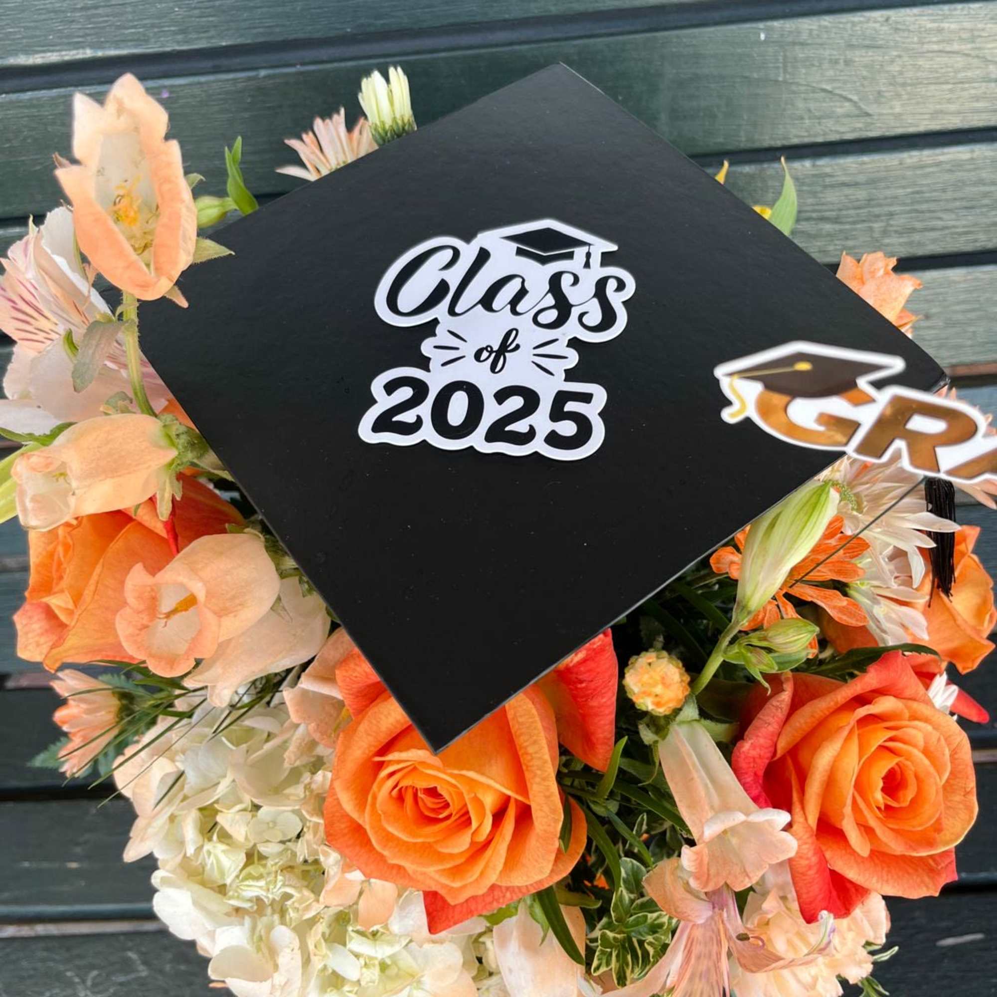 Blooming Graduation Cap with premium fresh cuts and Chocolate