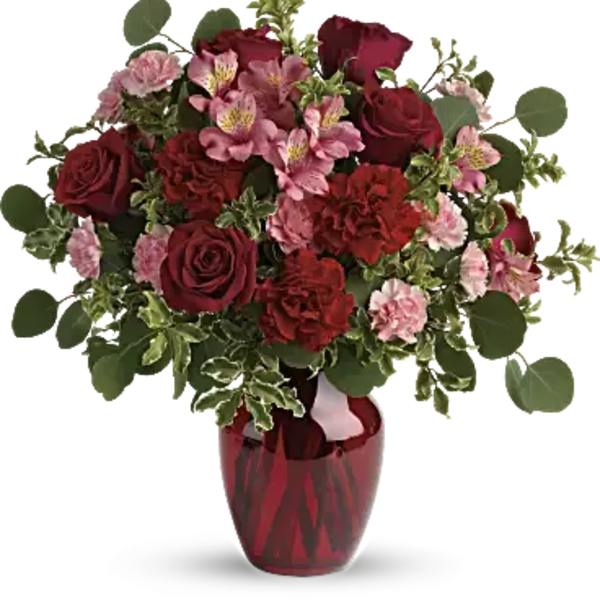 The belle of the ball! Arranged in a ruby red vase, this