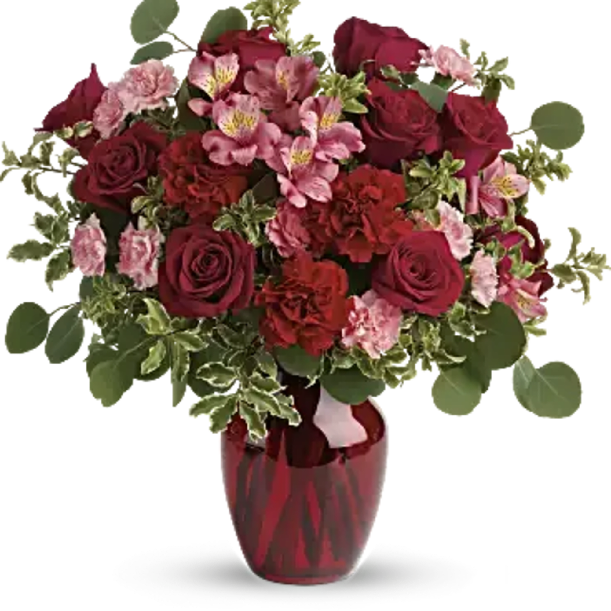 The belle of the ball! Arranged in a ruby red vase, this