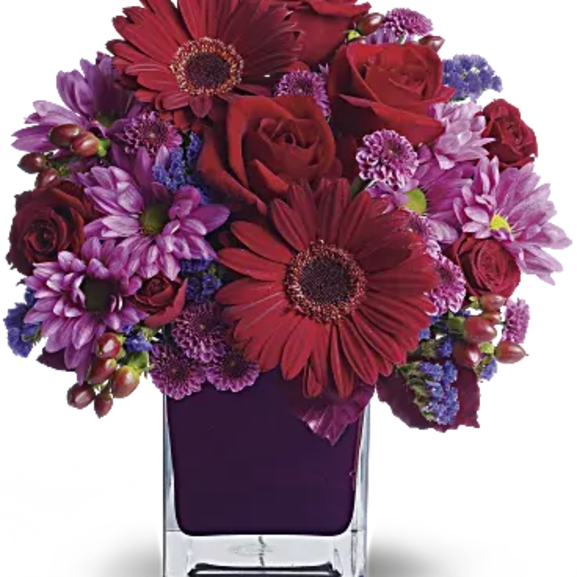 The only crying that this plum party arrangement might inspire are tears