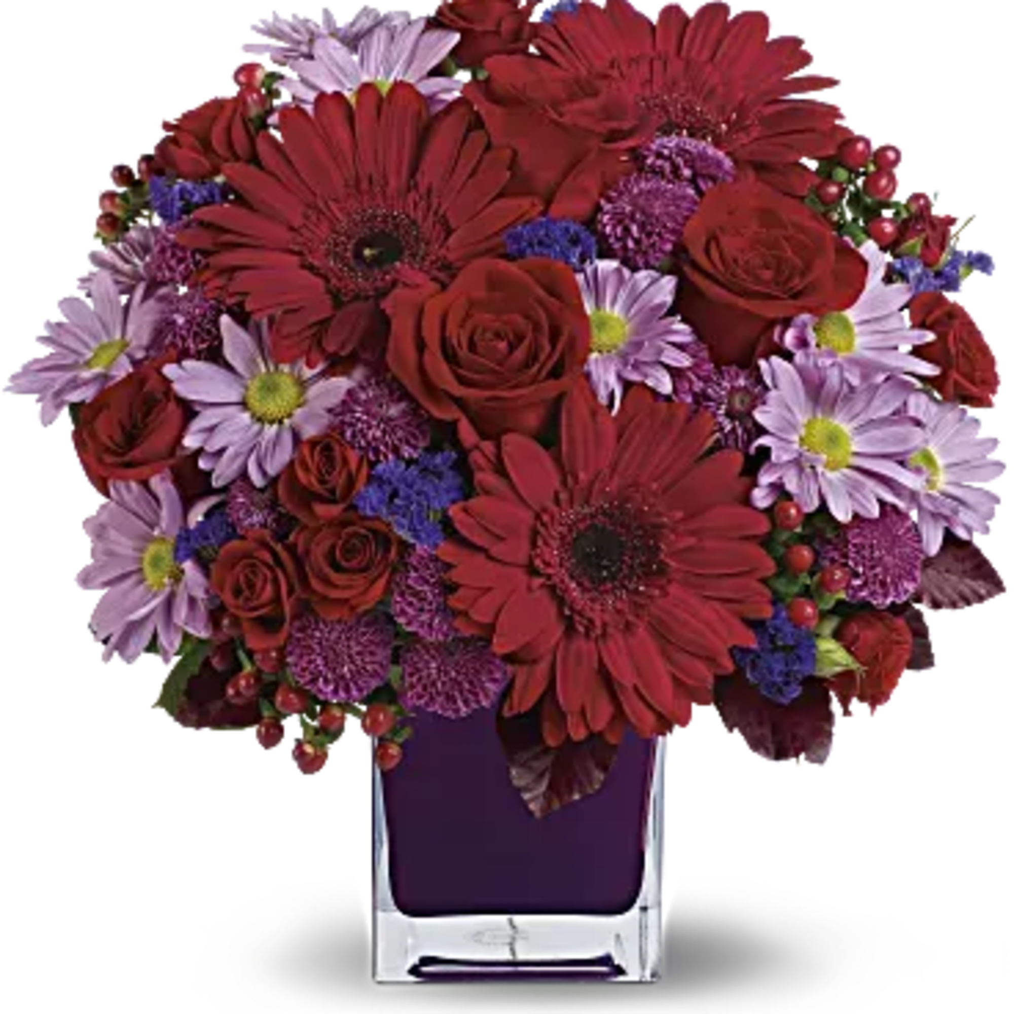 The only crying that this plum party arrangement might inspire are tears