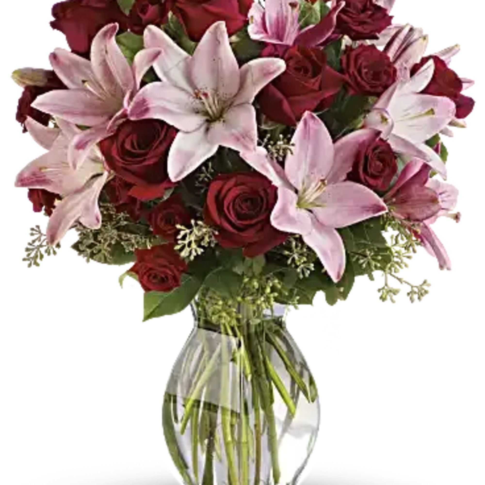 Lovely reds and pinks come together in this lavishly romantic anniversary gift.