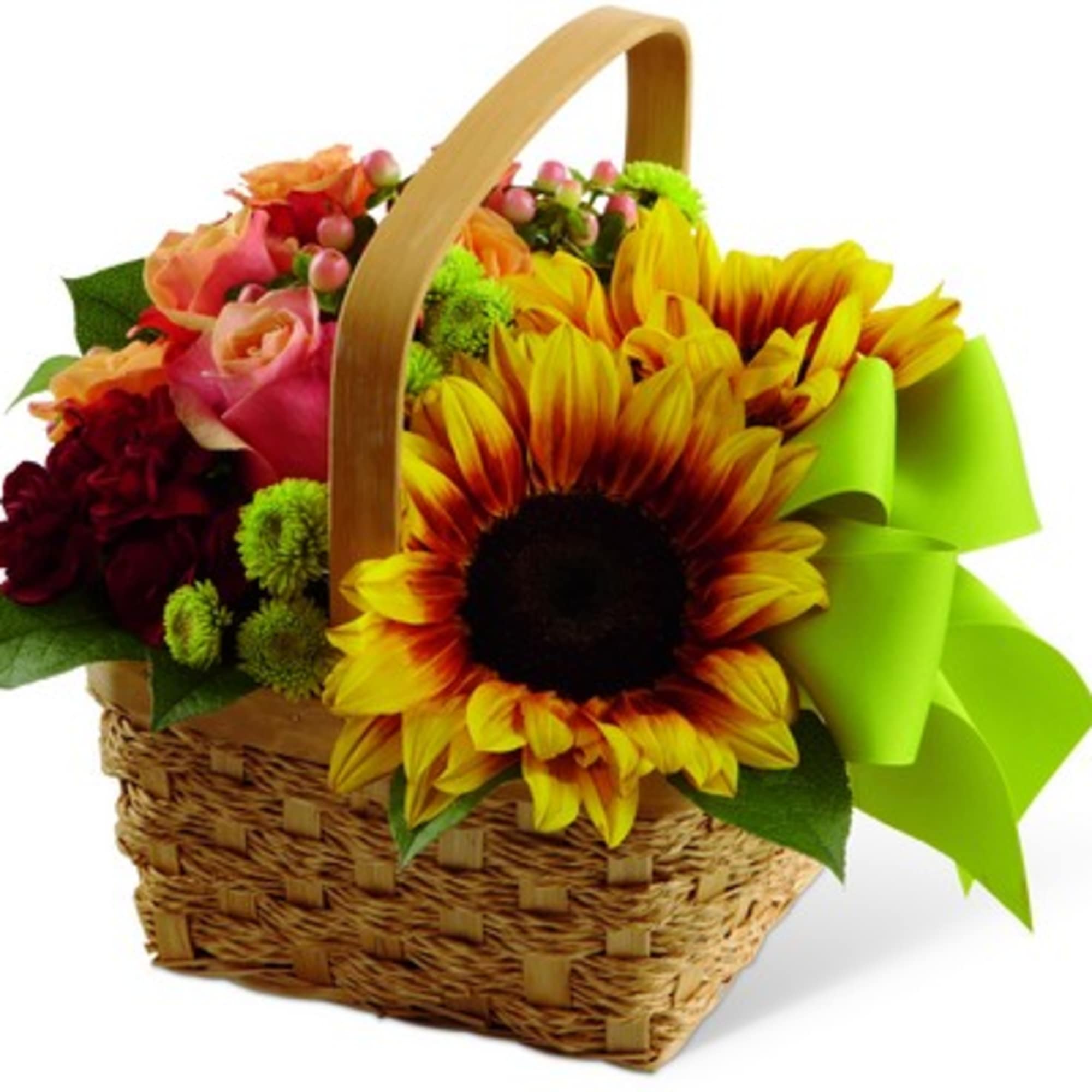 The Bright Day Basket is an abundant expression of Summer's beauty. Sunflowers The Bright Day Basket is an abundant expression of Summer's beauty. Sunflowers