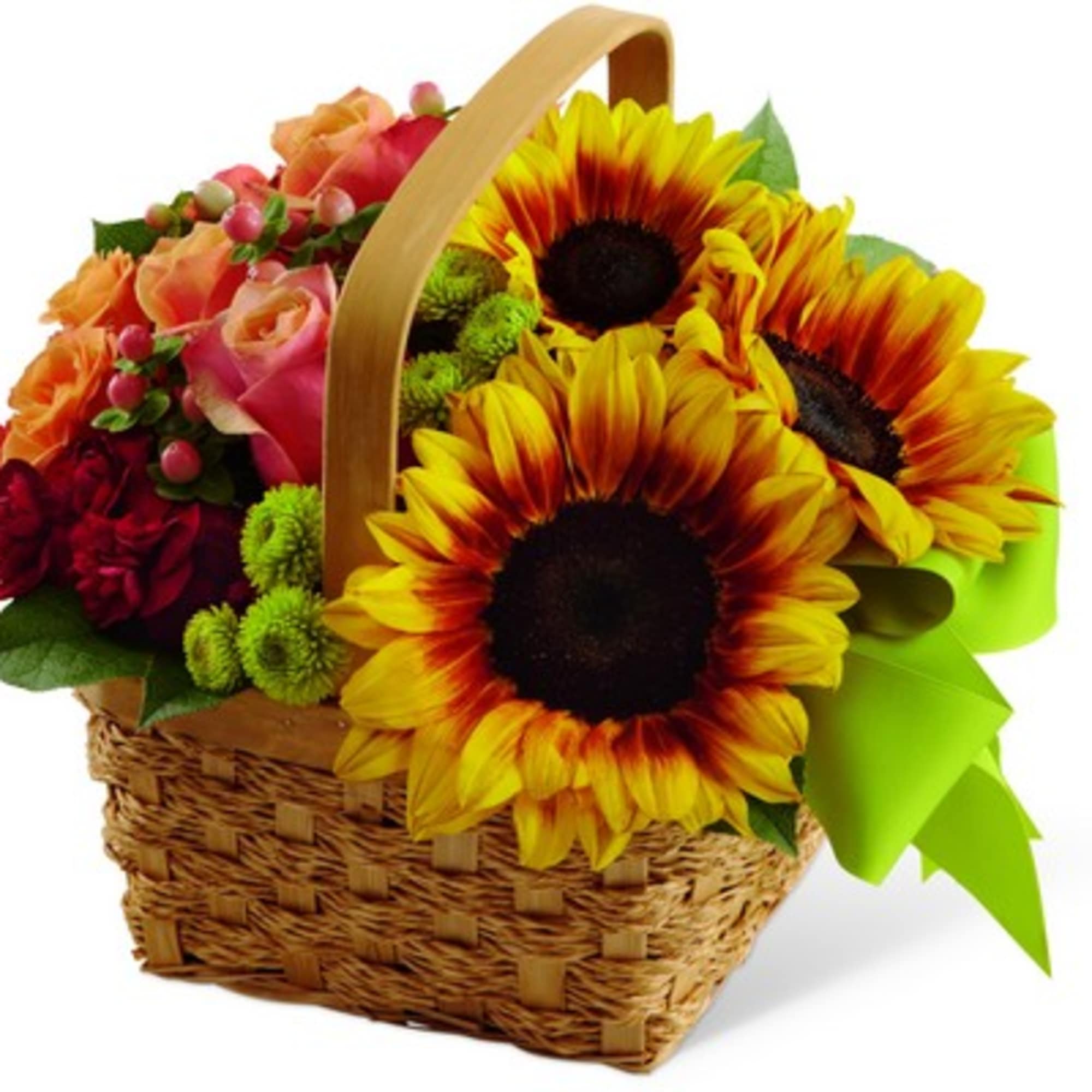 The Bright Day Basket is an abundant expression of Summer's beauty. Sunflowers The Bright Day Basket is an abundant expression of Summer's beauty. Sunflowers