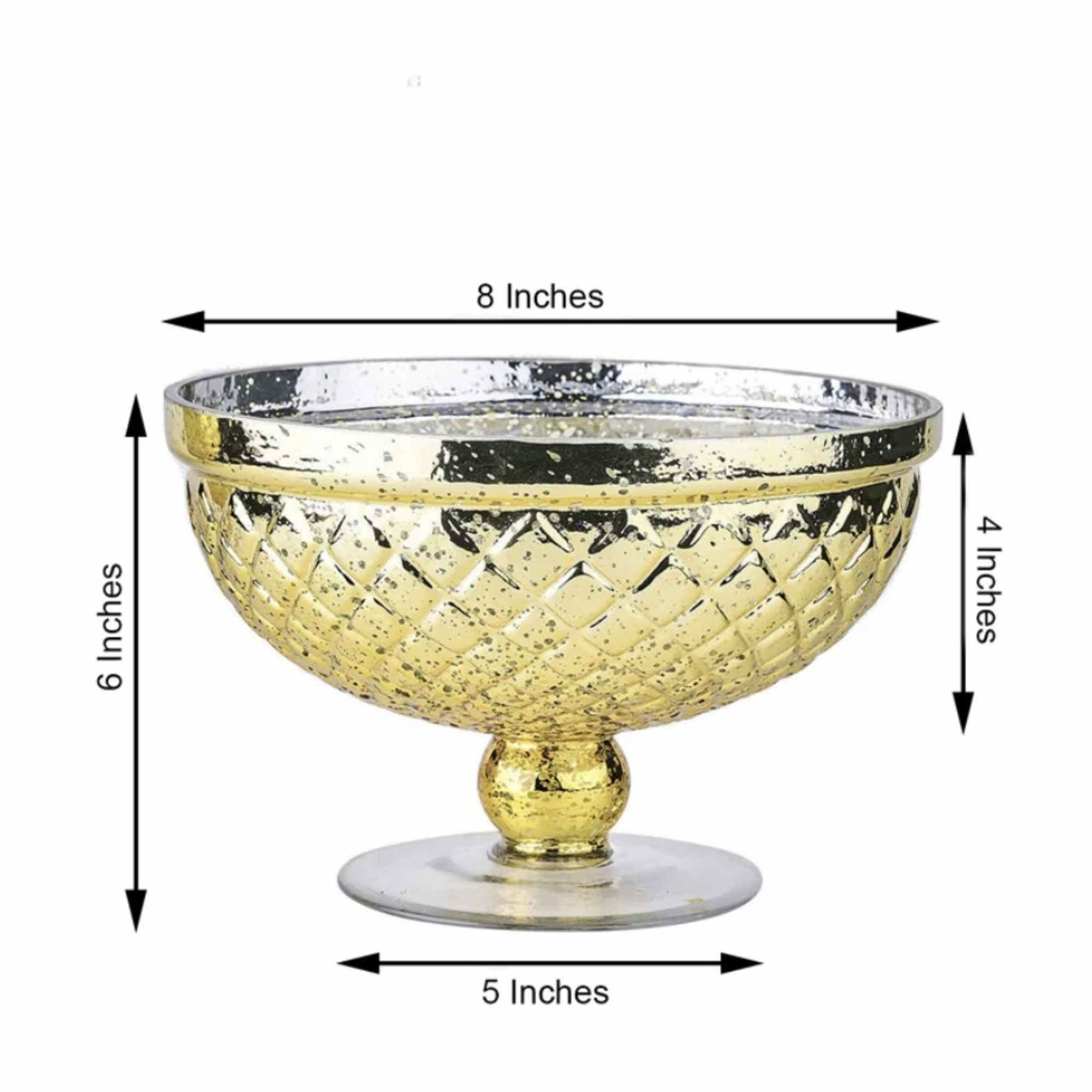 Details:
Compote Vase 8 inch wide, 
Round Table for 8-12 guests per table
4