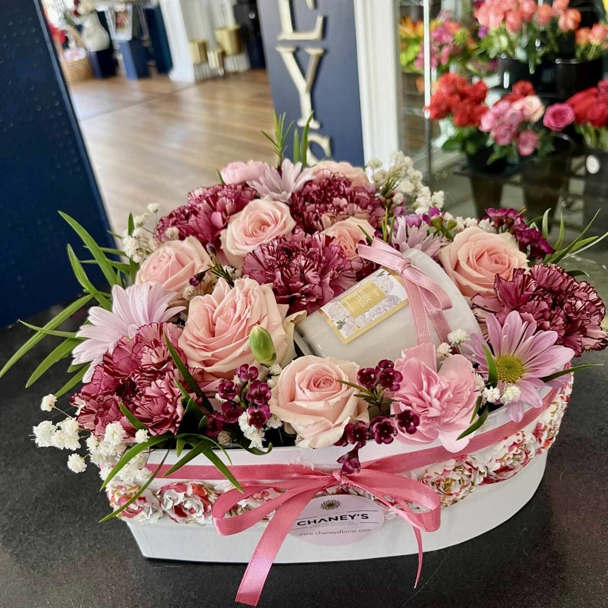Surprise your recipient with this very special fresh cut heart box arrangement!
