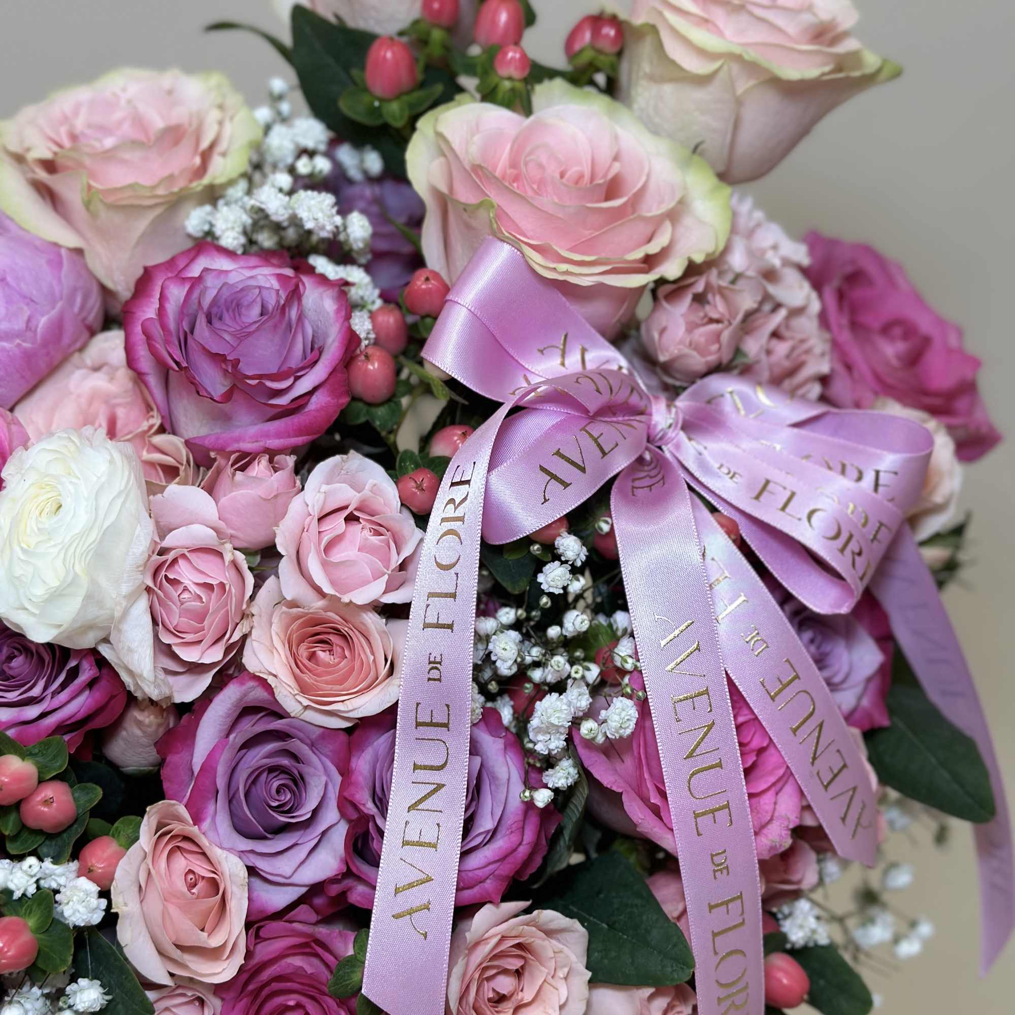 This gorgeous vase arrangement is filled with a mix of pink and
