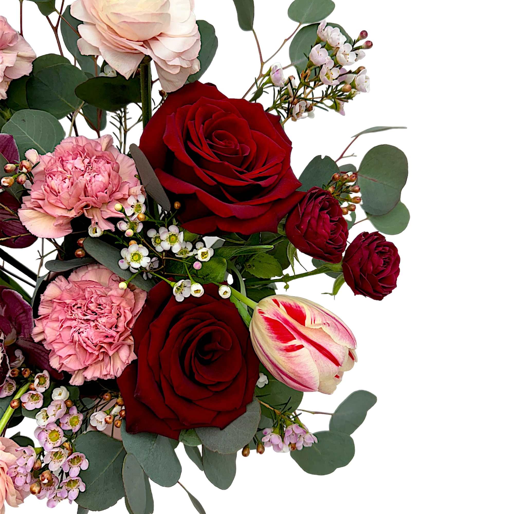 Pure Romance - elegant arrangement in a vase of delicate shades. 
PASSIONATE