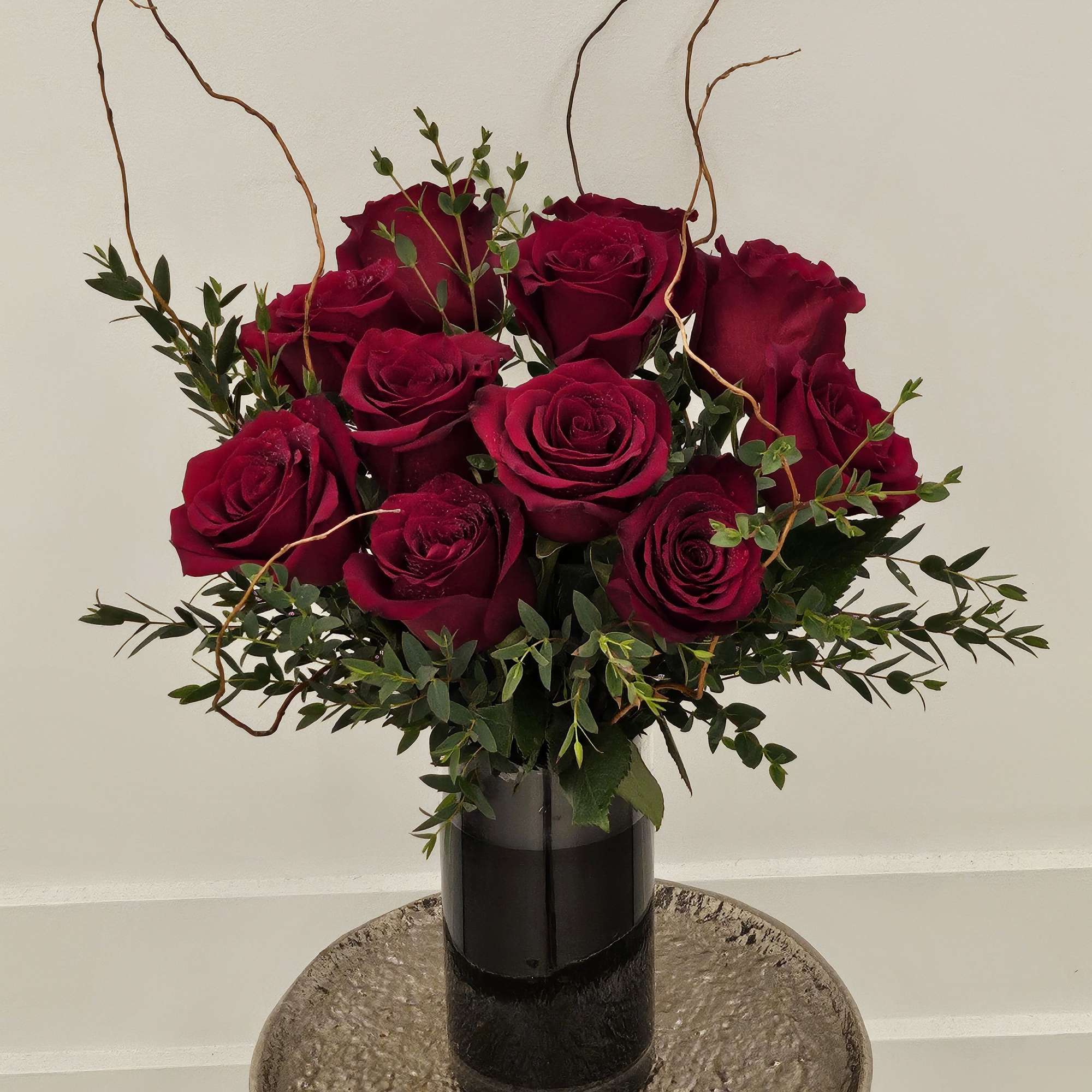 Dozen Red roses in the vase