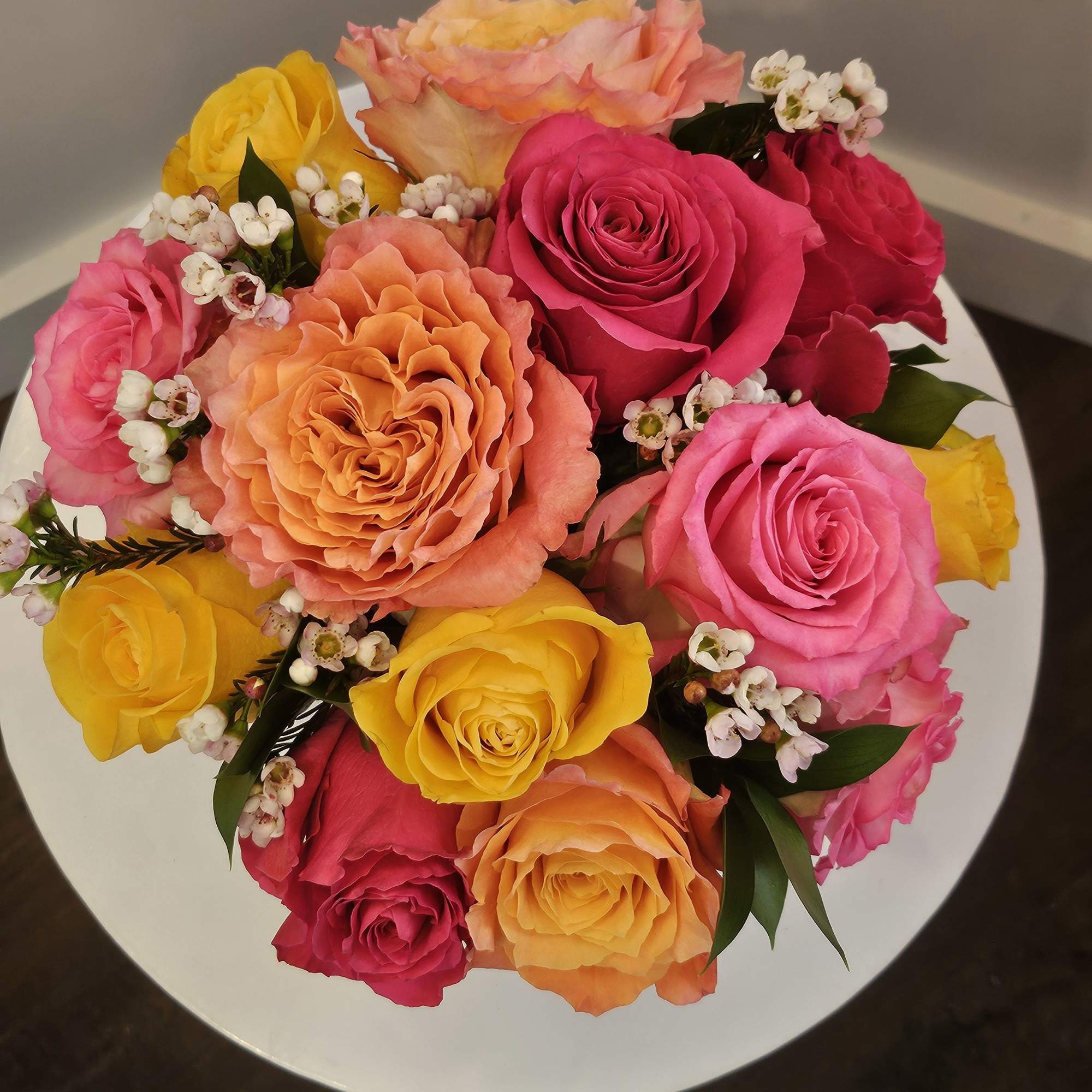 Colorful rose arrangement. 