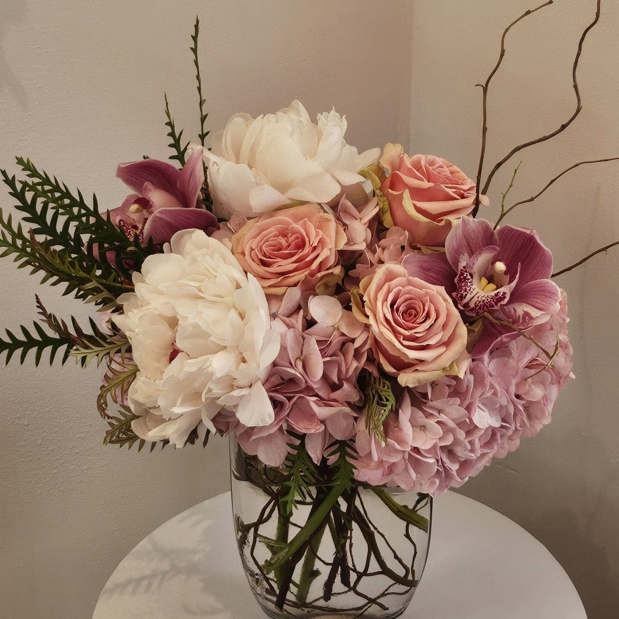 Pink Arrangement with peonies 