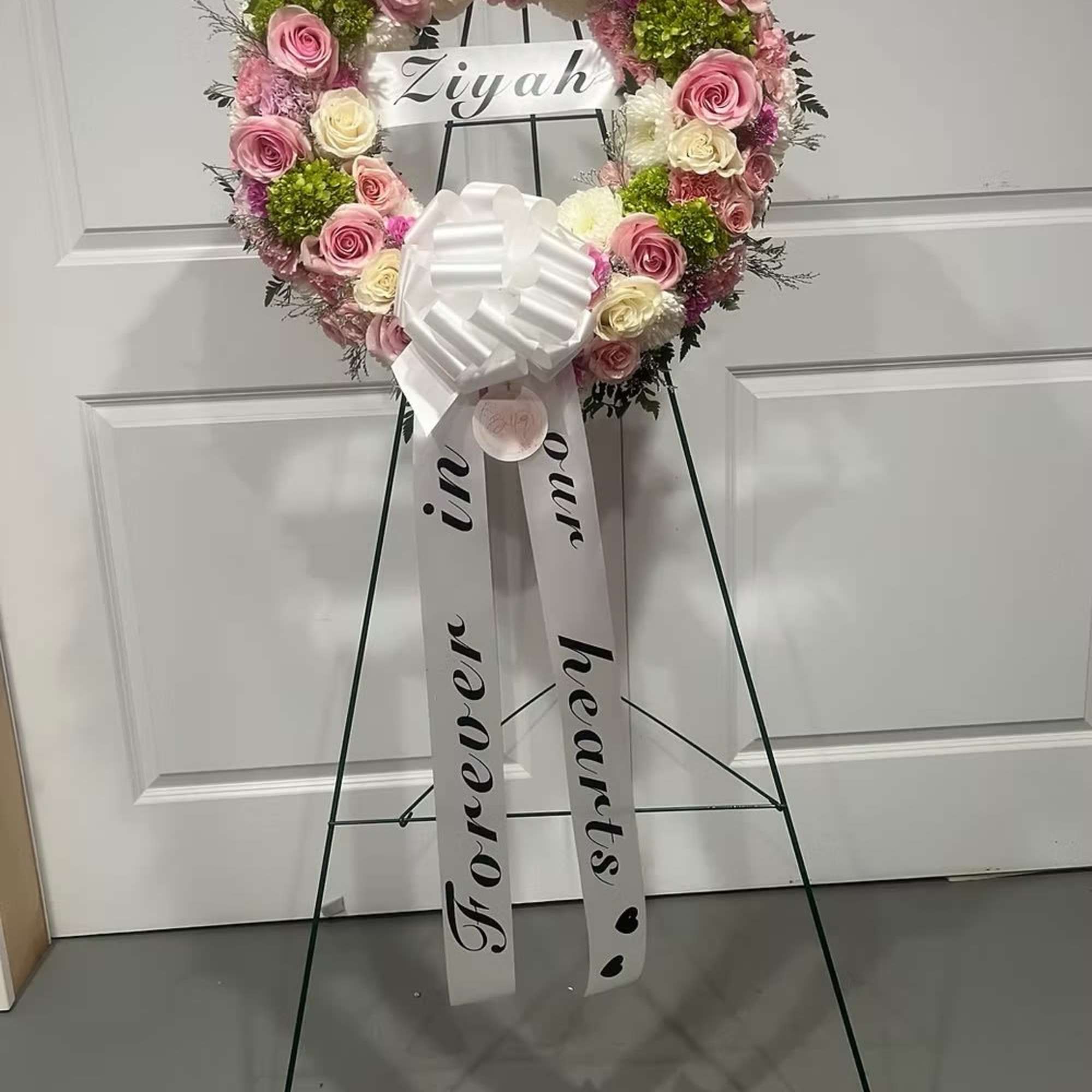 Flower crown with chrysanthemum and white roses