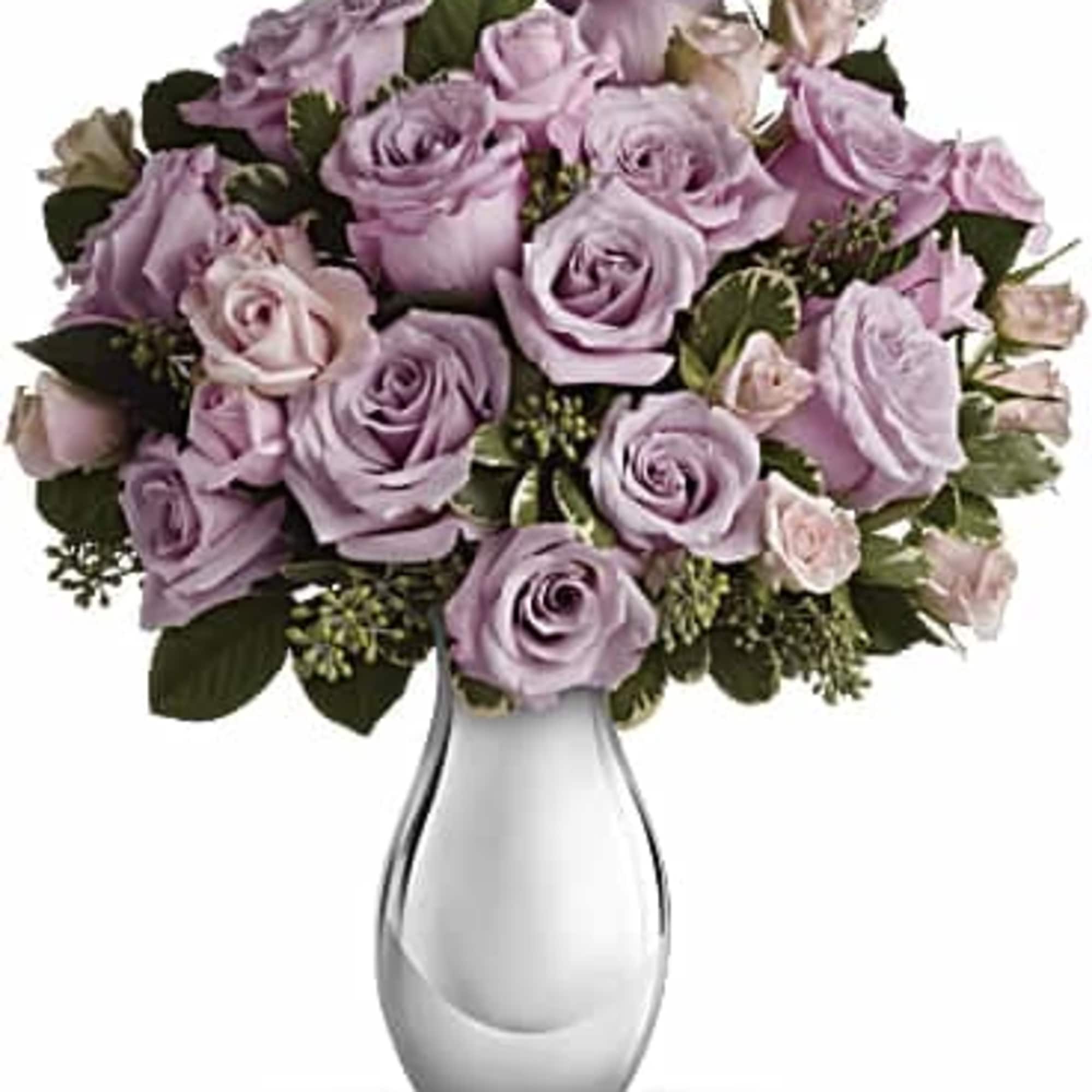 Lavender roses have never been more spectacularly presented than in this dazzling