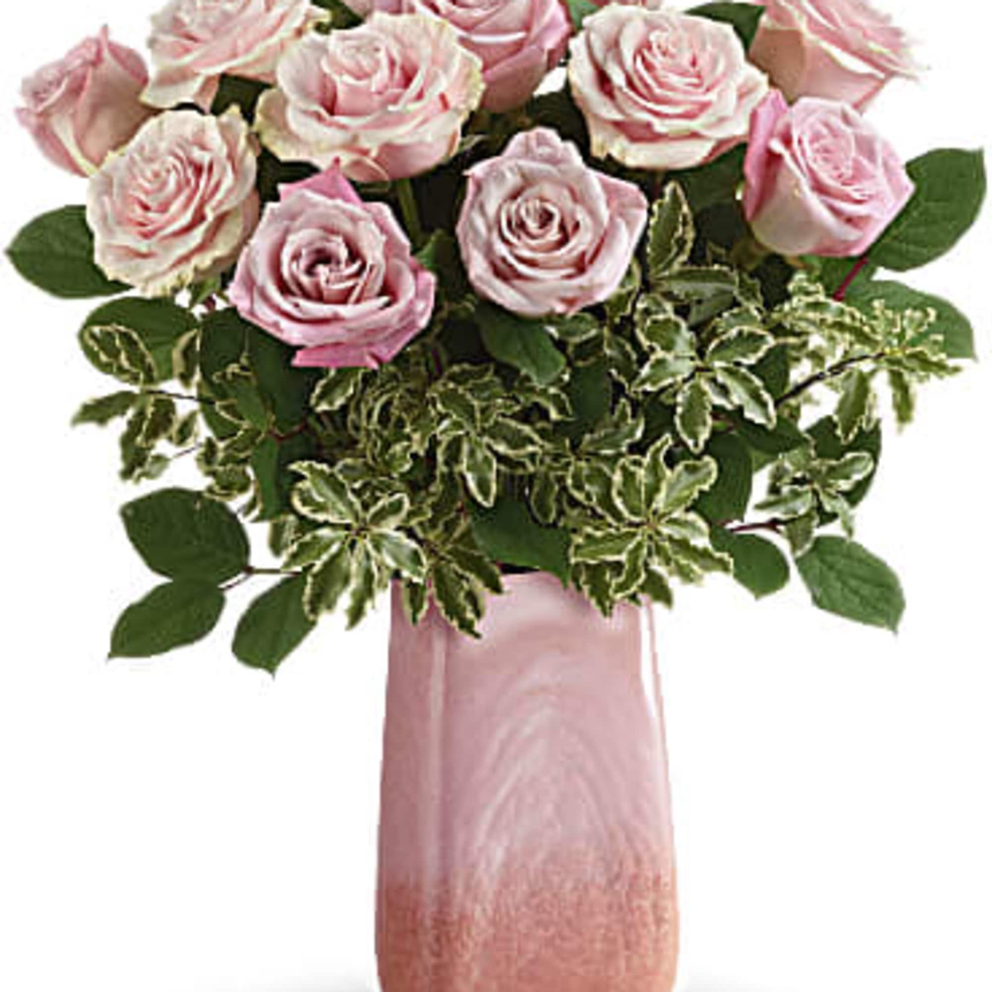 Posh pink roses get the haute couture treatment in this boho-beautiful art