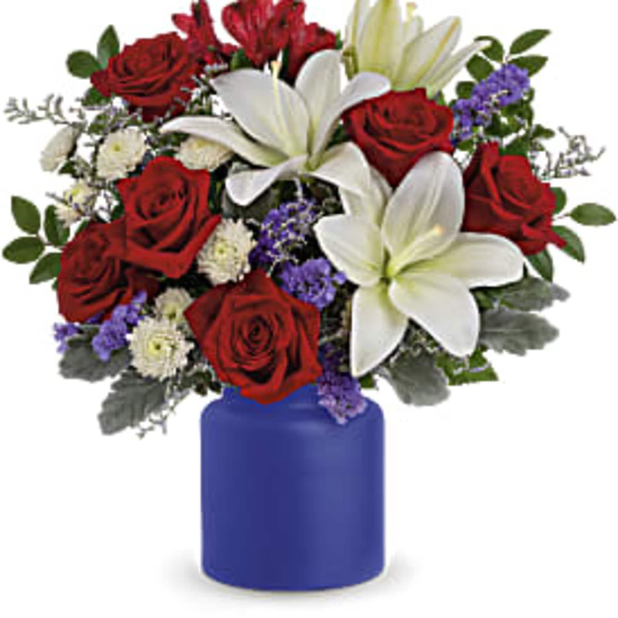 Revel in the crisp, classic color scheme of pristine white lilies and