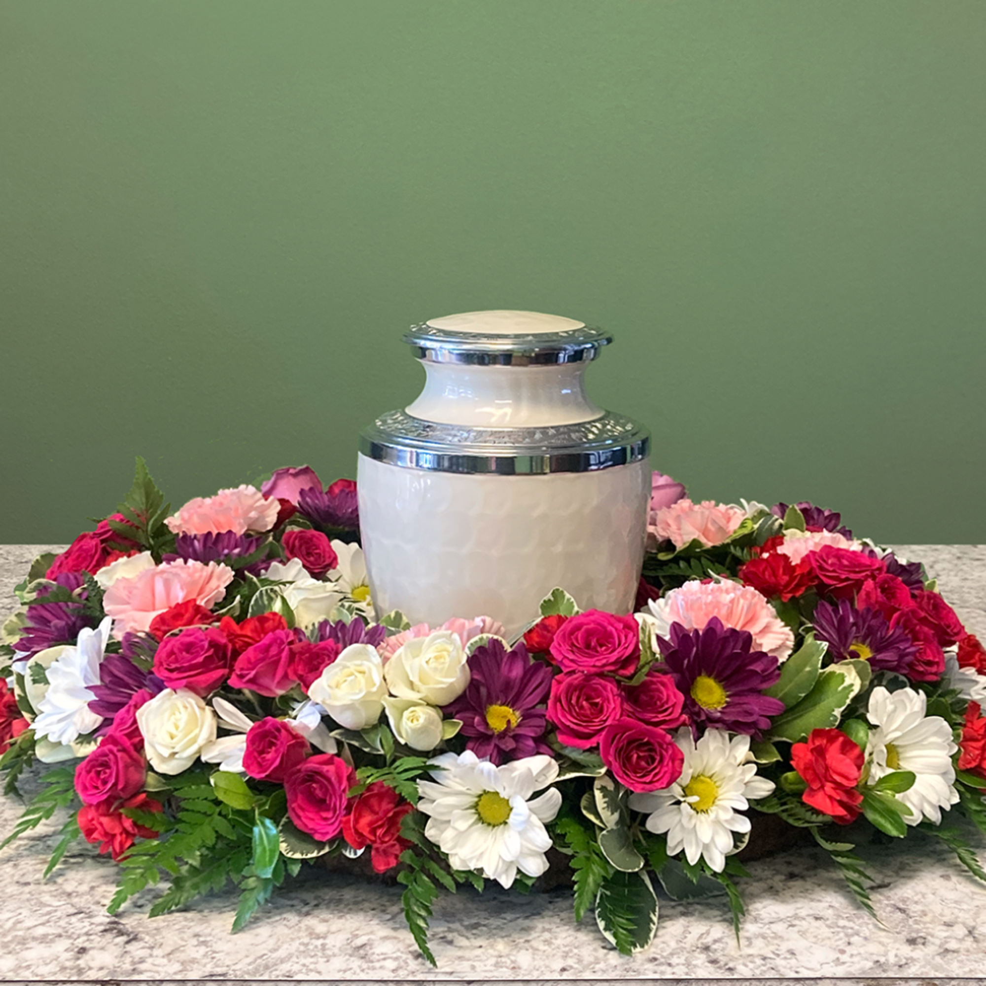 A heartfelt urn wreath that honors cherished memories with grace, showcasing a