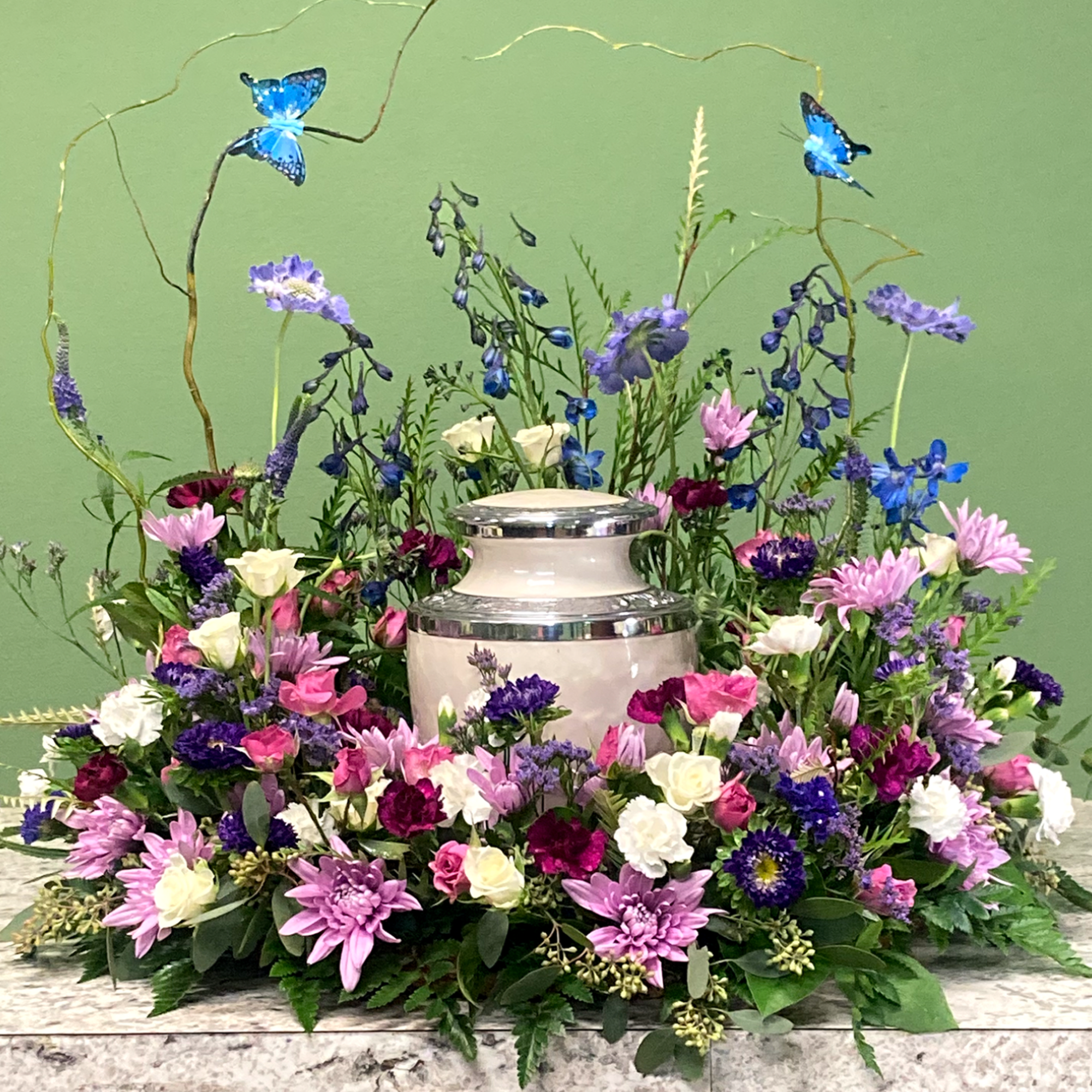 A heartfelt urn wreath that honors cherished memories with grace, showcasing an