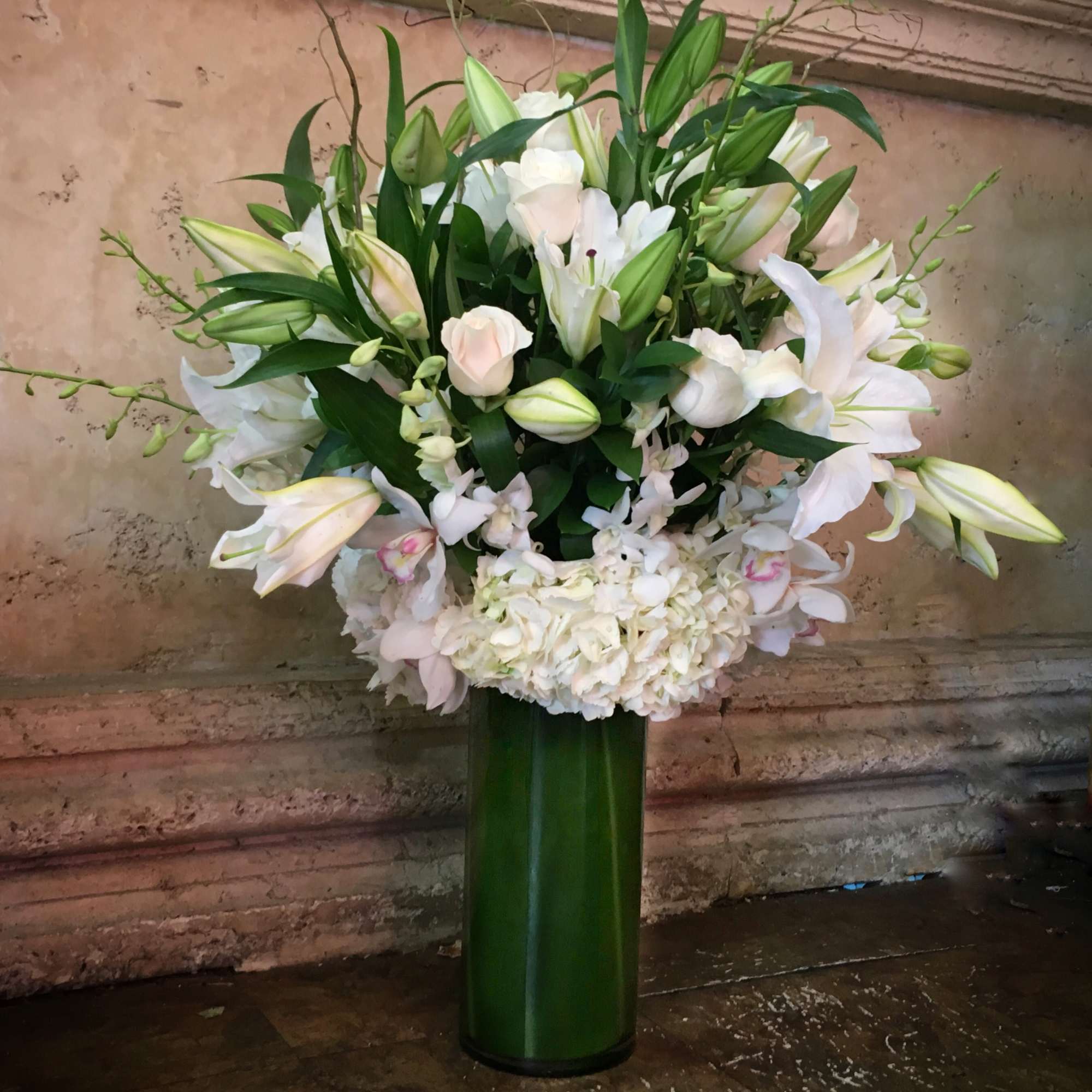  Casa Blanca Lilies, Roses, Orchid, Hydrangea, 