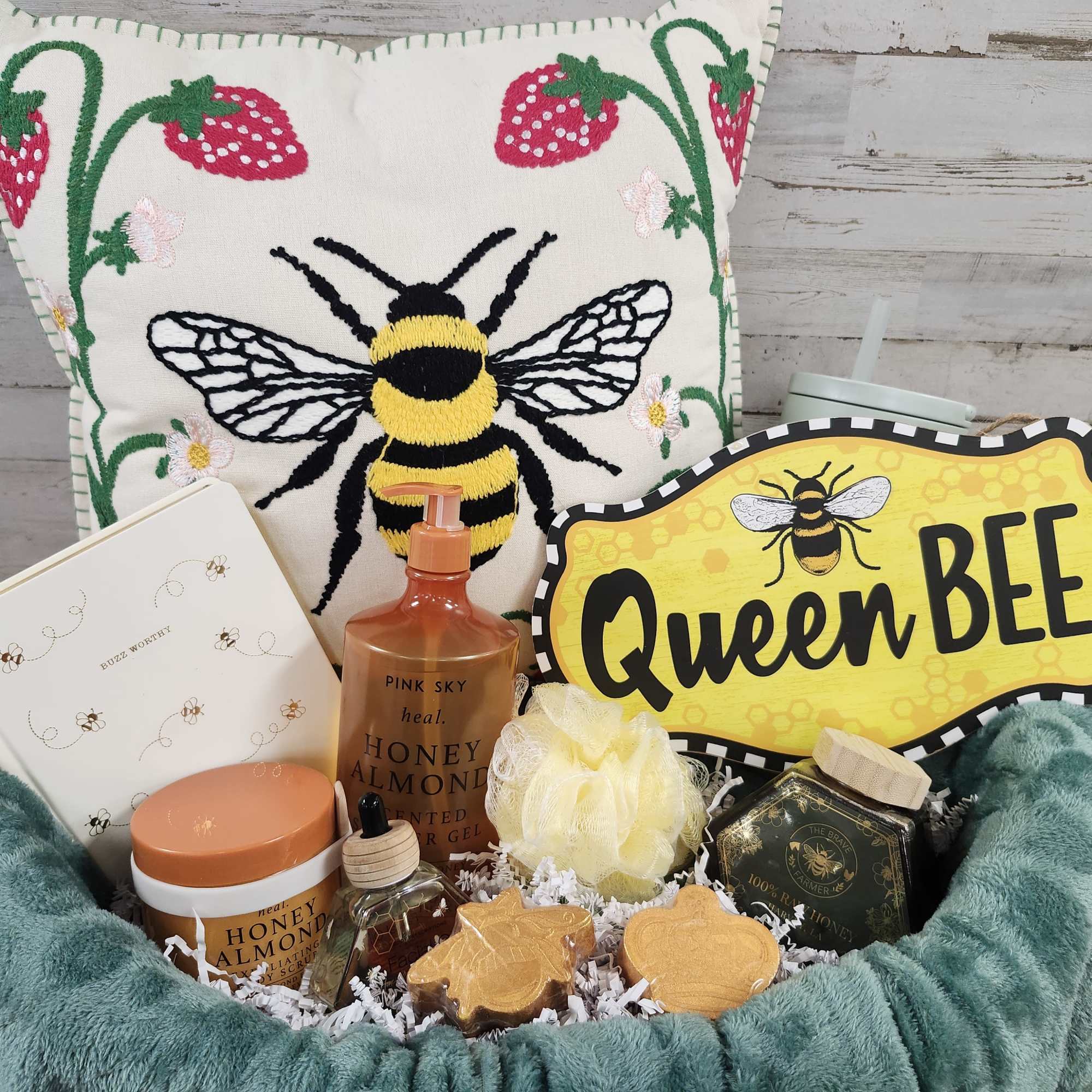 For the sweet queen in your life. 

This basket features:
- Oversized embroidered