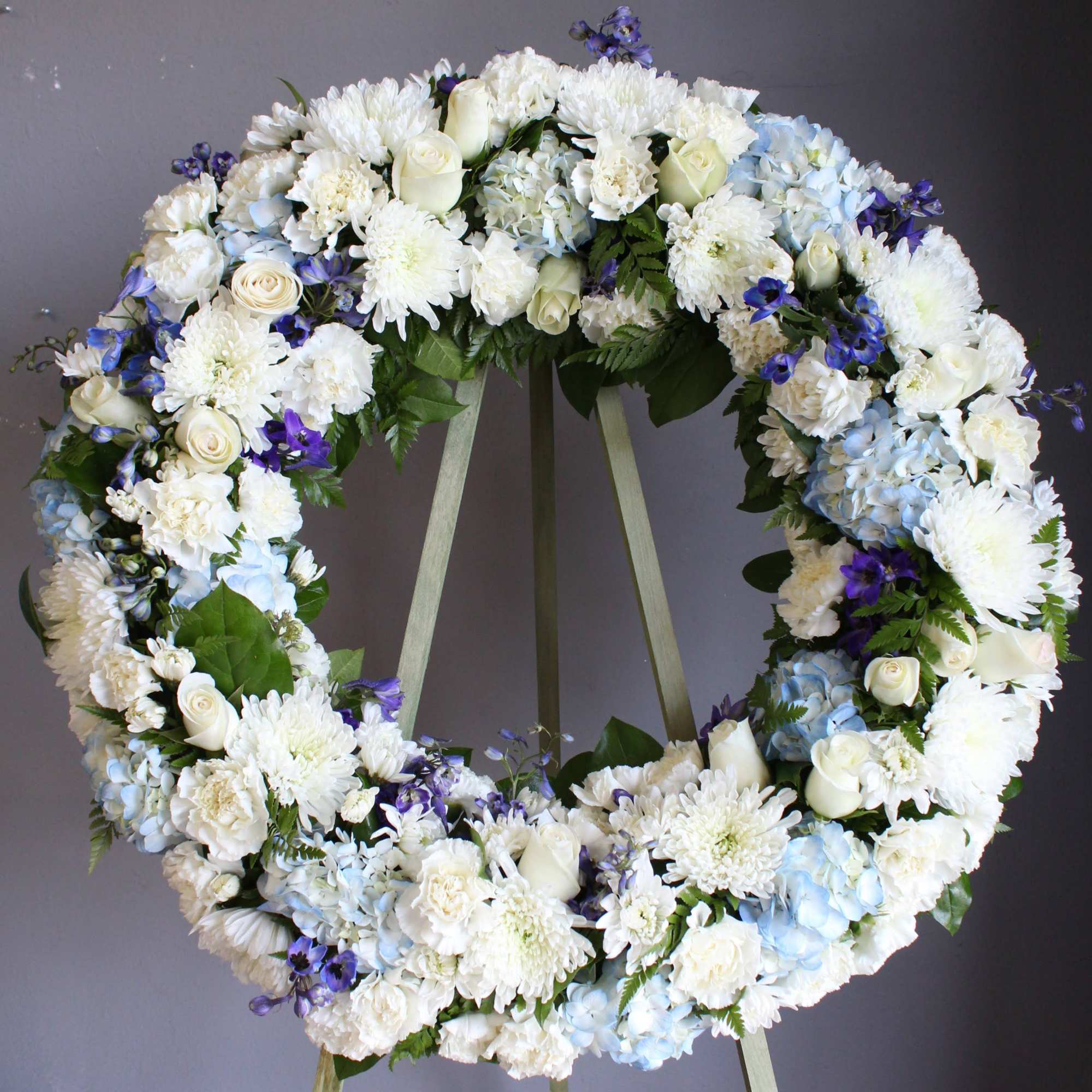 This gorgeous soft wreath is a perfect send off for your loved