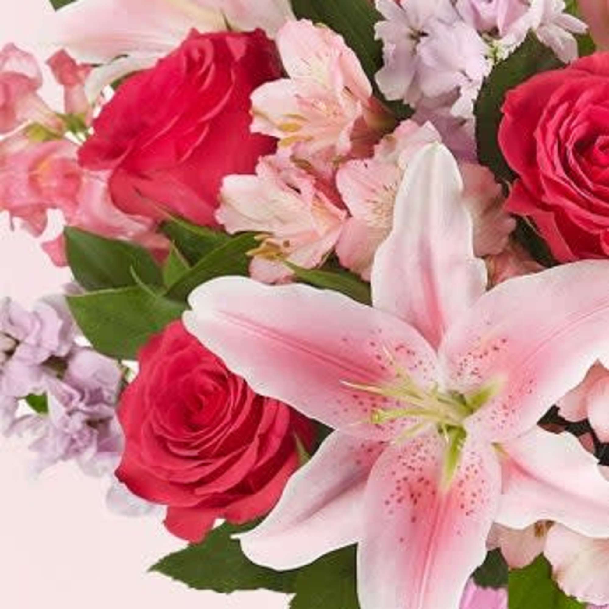 a unique selections of spring flowers roses lilies 
This selection will be