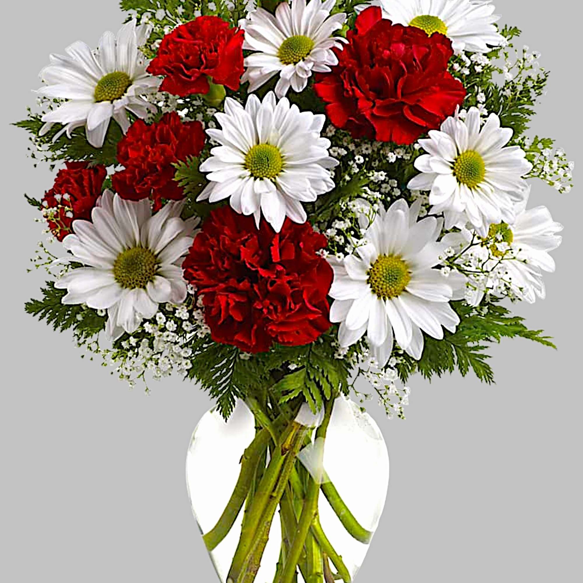 Share your heart&#039;s true feelings with this delightful red and white arrangement.