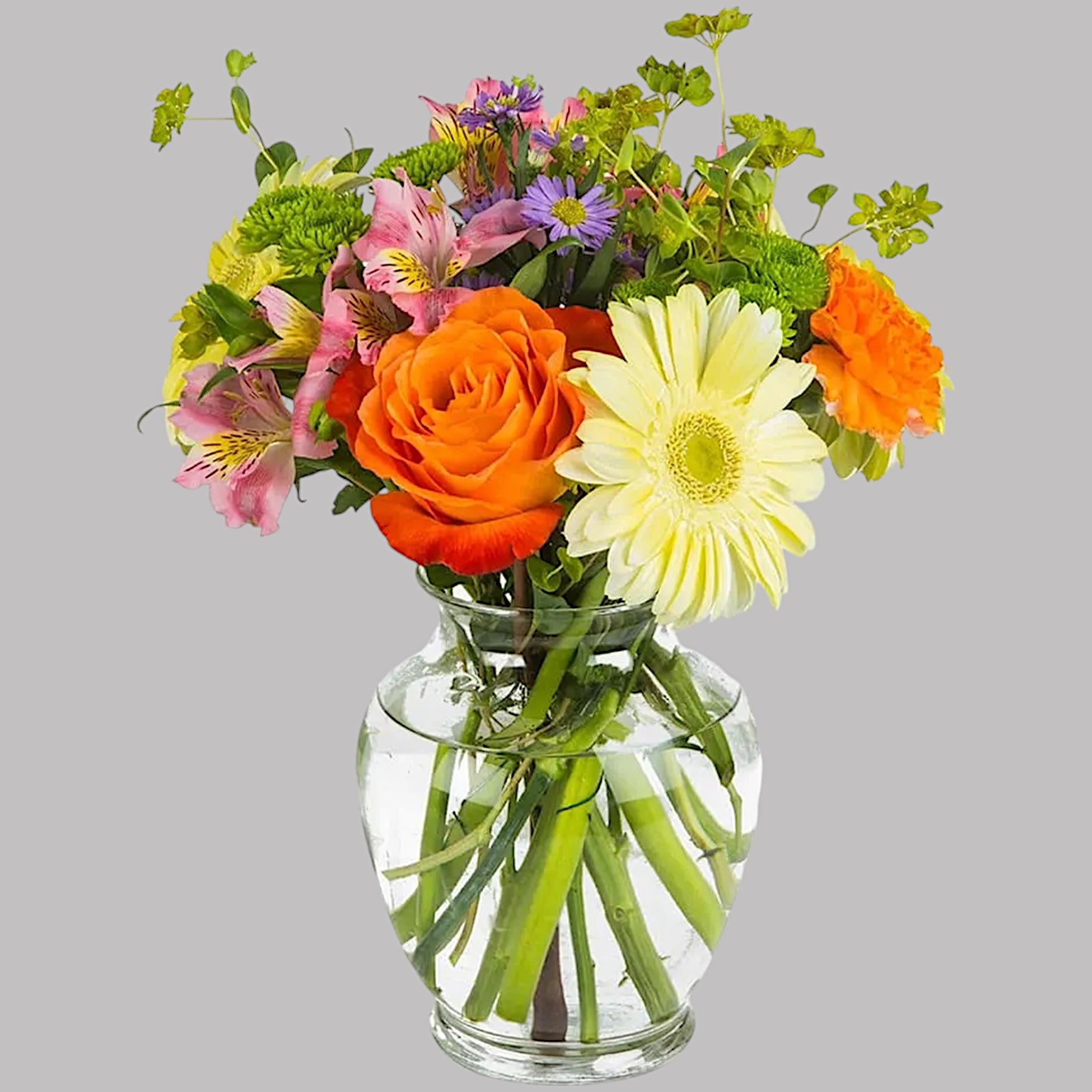 This bouquet is festive and perfect for any celebratory occasion. It is
