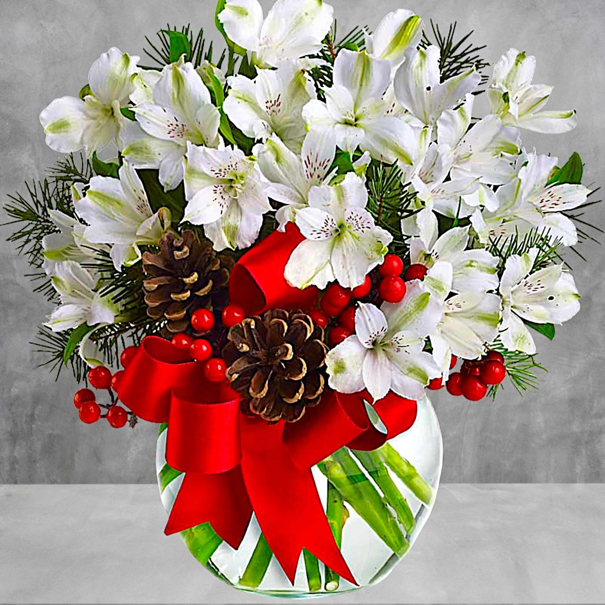 Fresh as new fallen snow. Delicate, snow-white flowers are decorated with berries