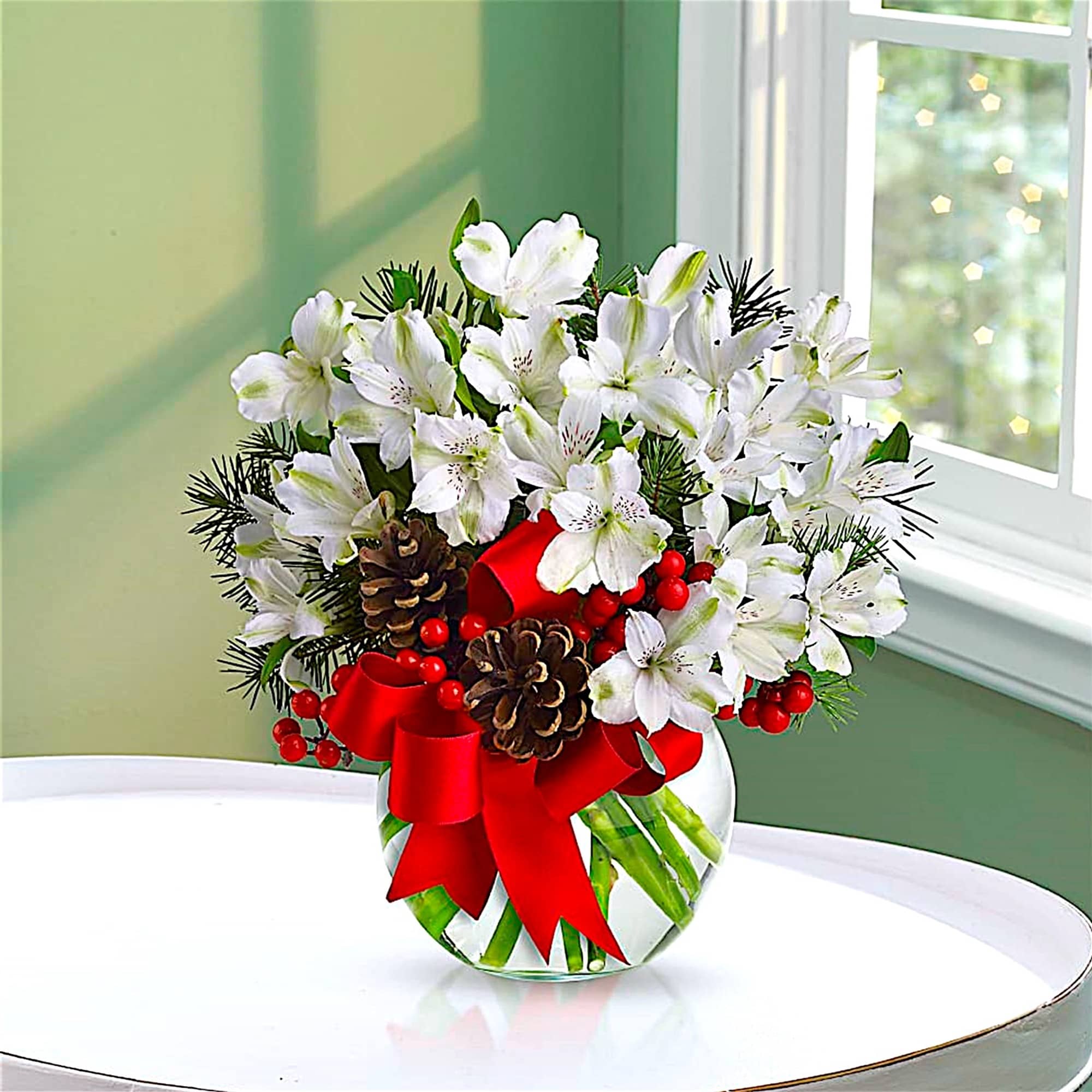 Fresh as new fallen snow. Delicate, snow-white flowers are decorated with berries